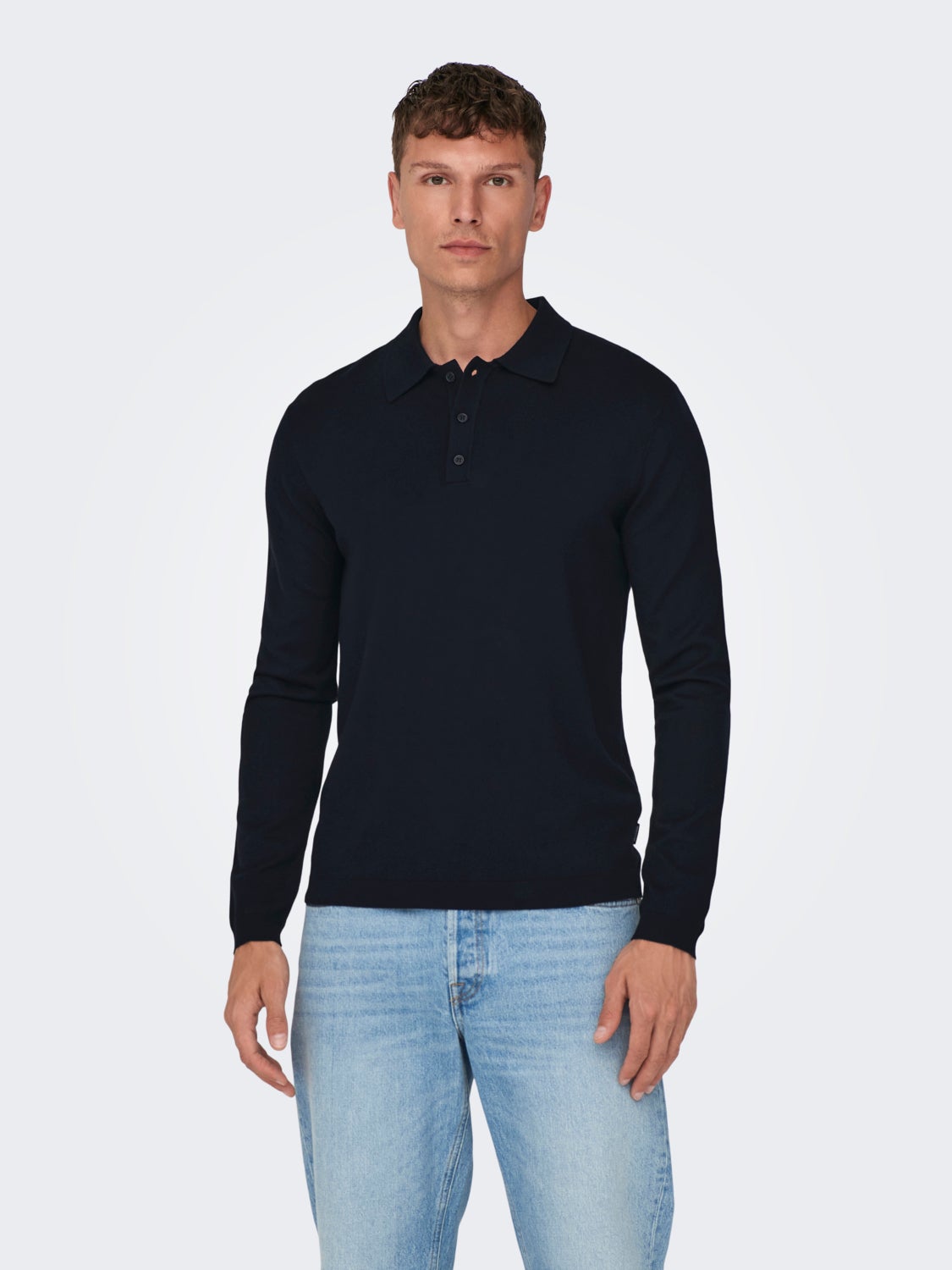 Knit polo with long sleeves