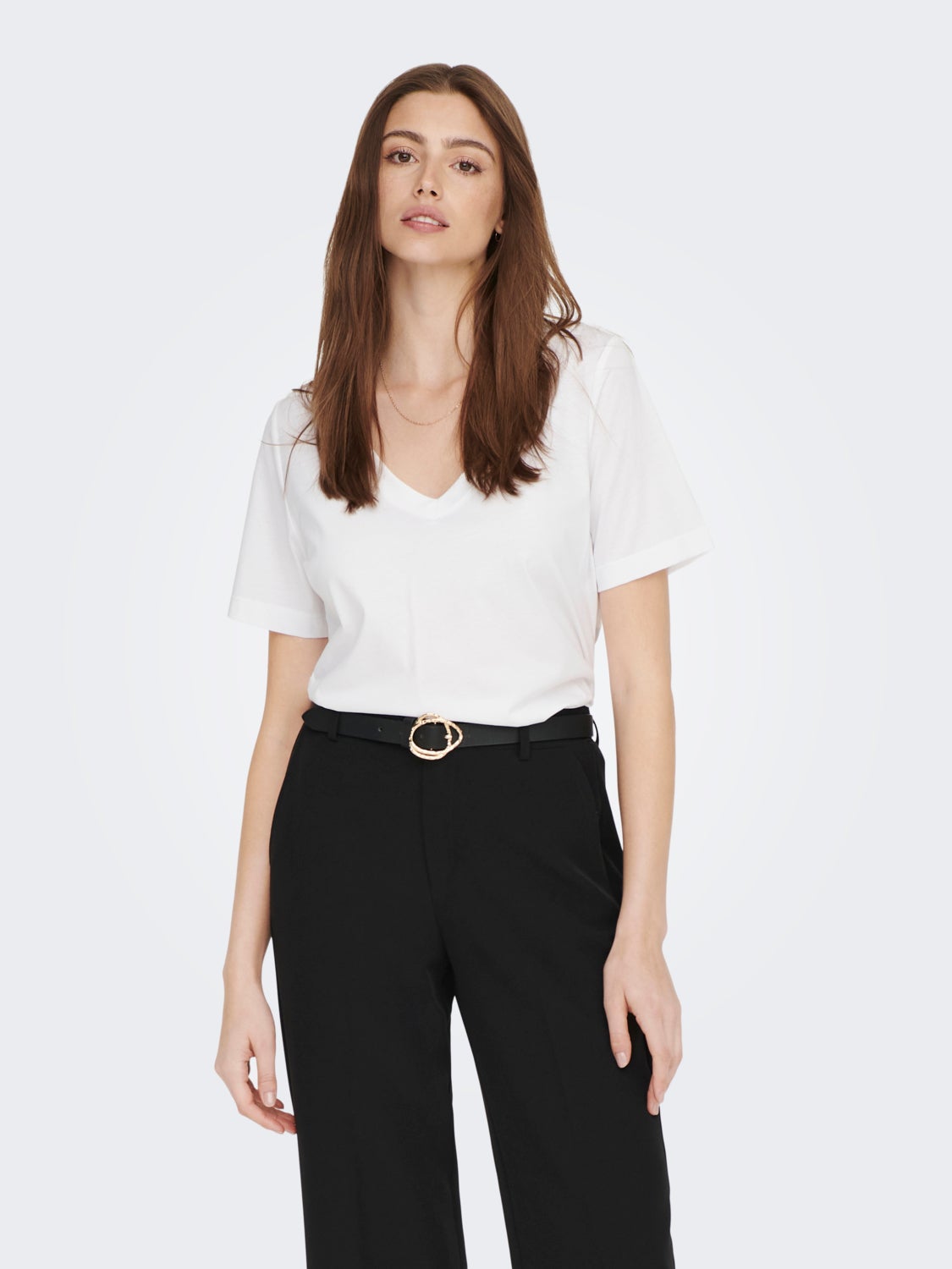 Solid colored V-neck T-shirt