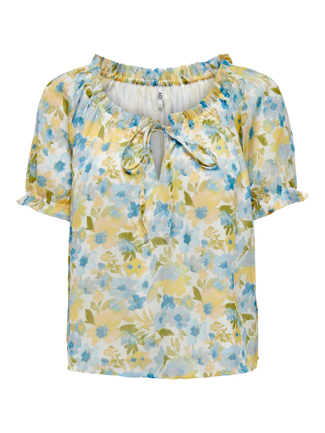 Patterned ruffle Short Sleeved Top