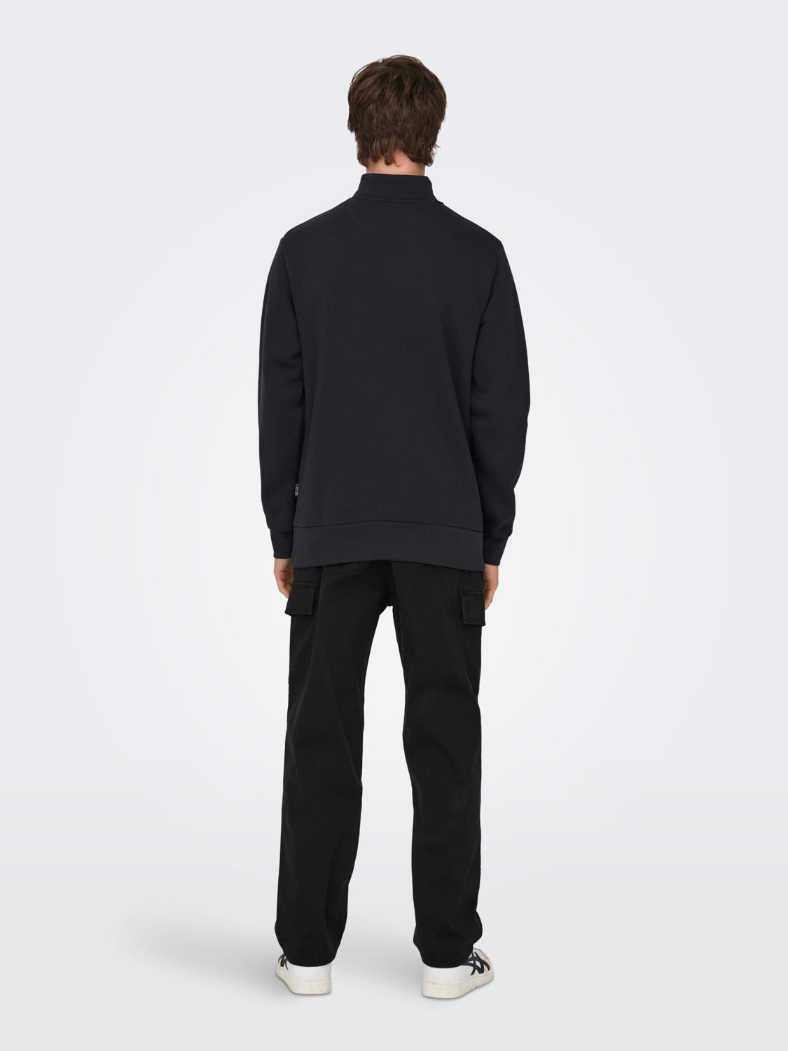high-neck sweatshirt