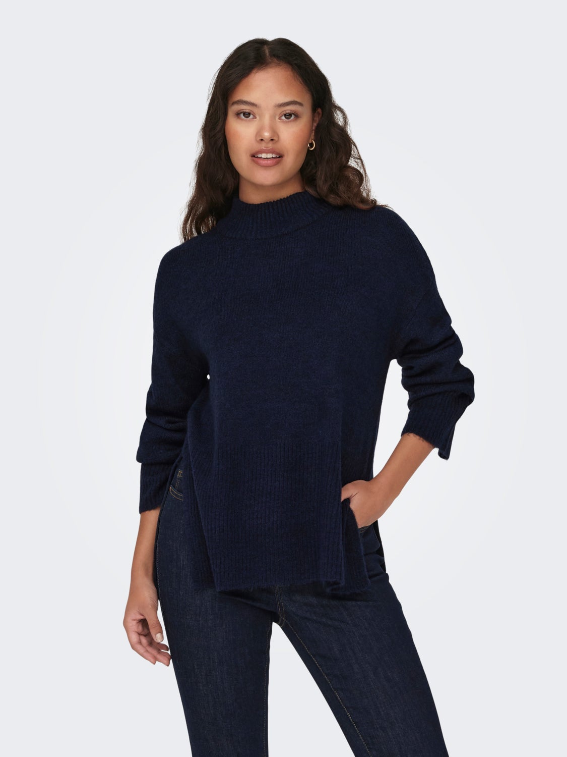 high neck knitted pullover