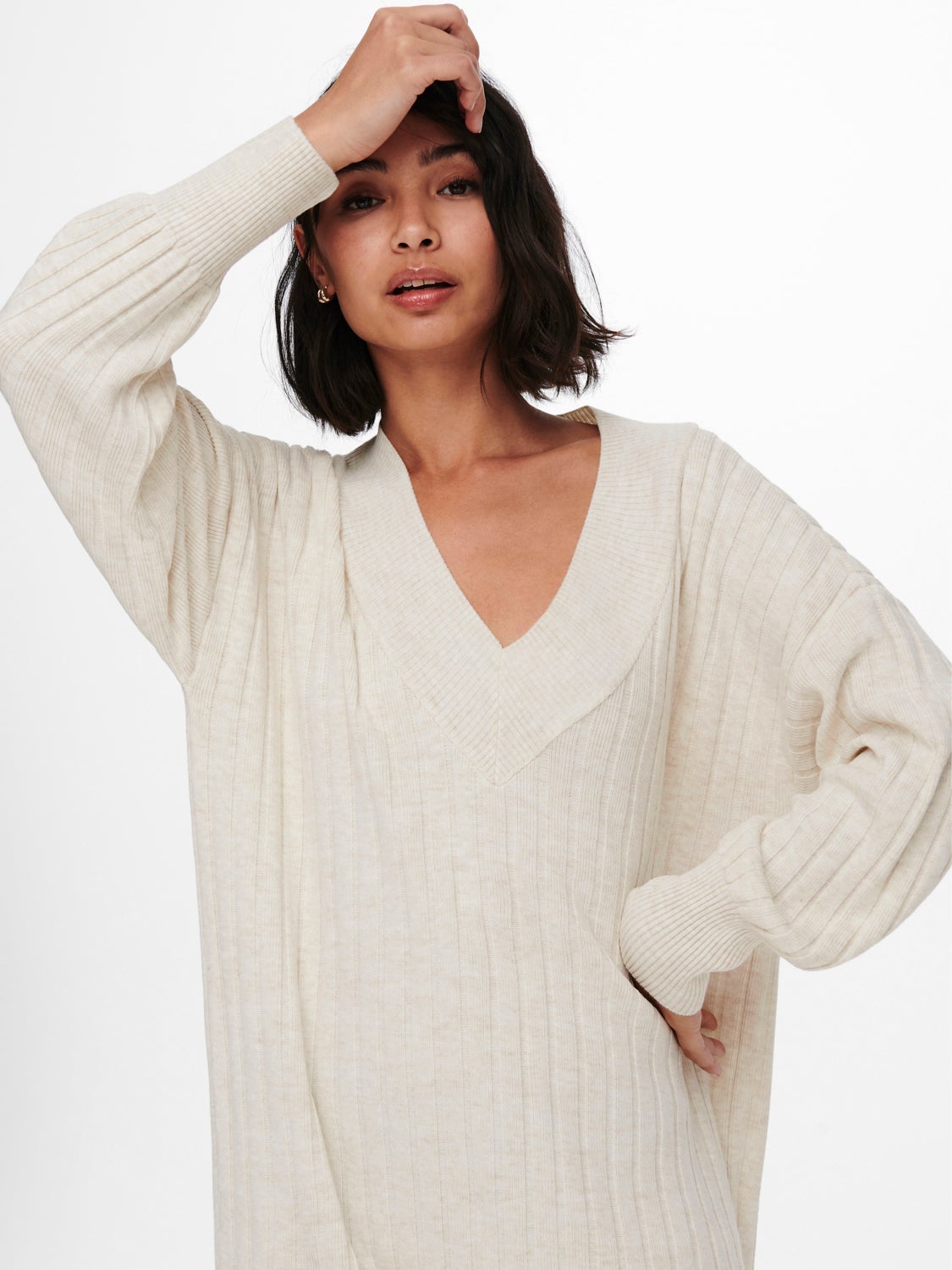 Midi V-Neck Knitted Dress