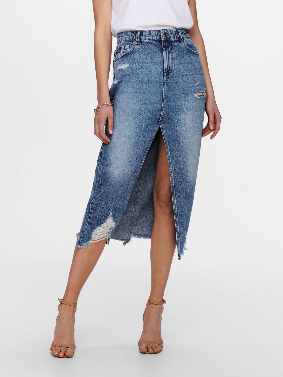Midi slit Denim skirt
