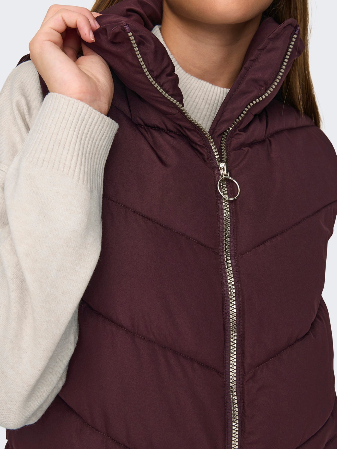 Long vest with high neck