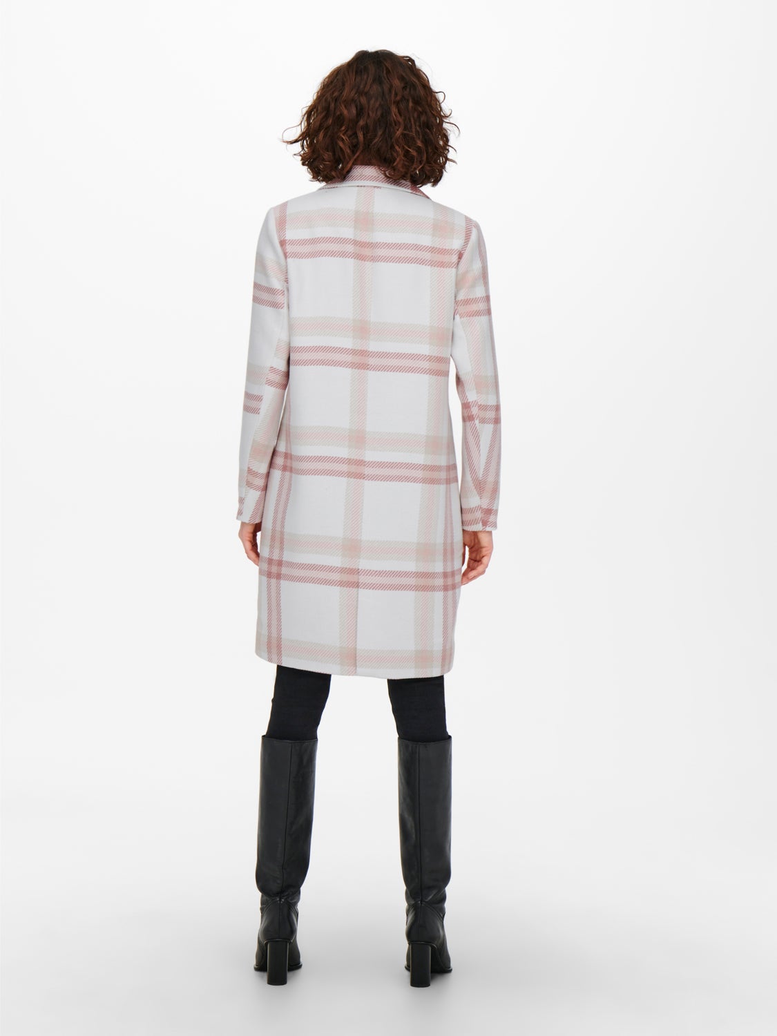 Checked wool blend coat