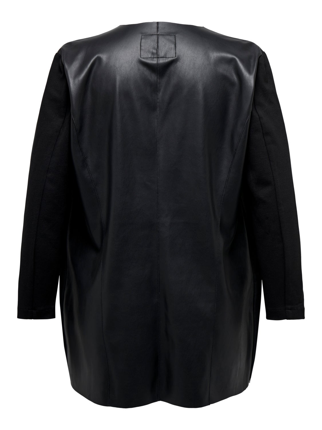 Curvy faux leather coatigan