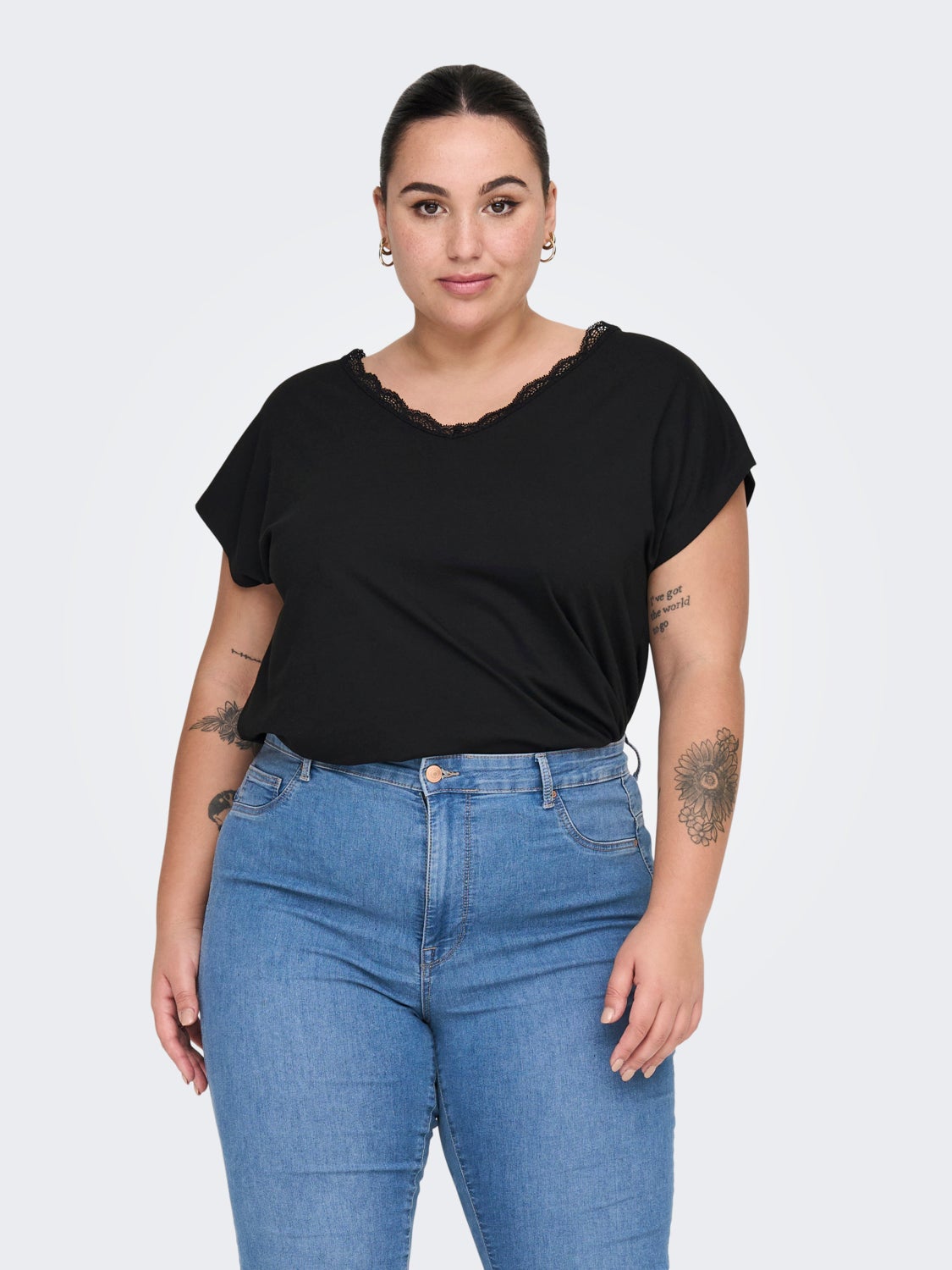 Curvy lace trim top