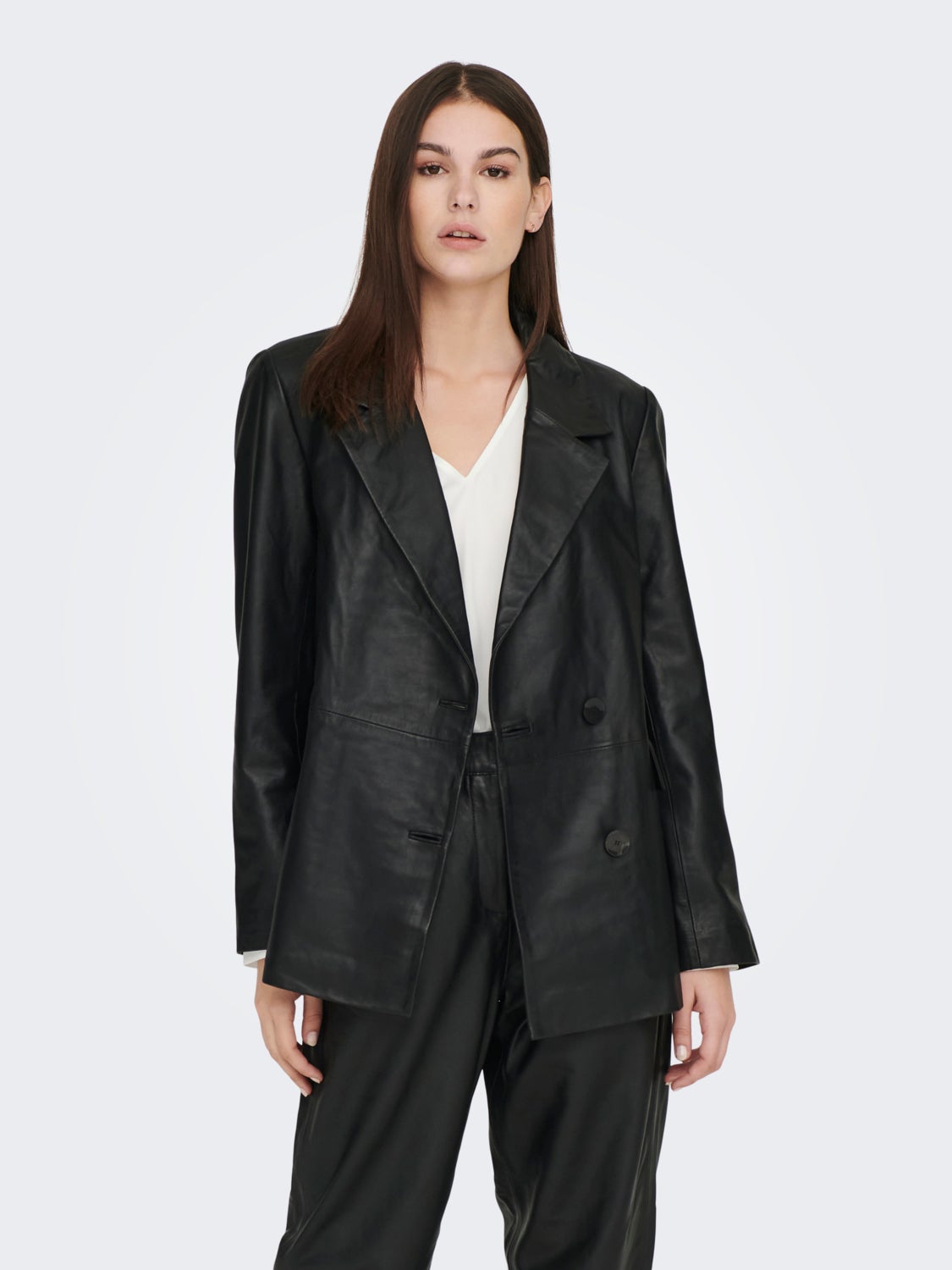 Loose Fit Leather Blazer