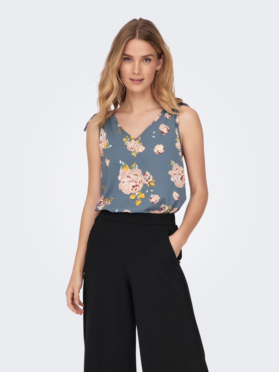 V-Neck Top With Strap Details