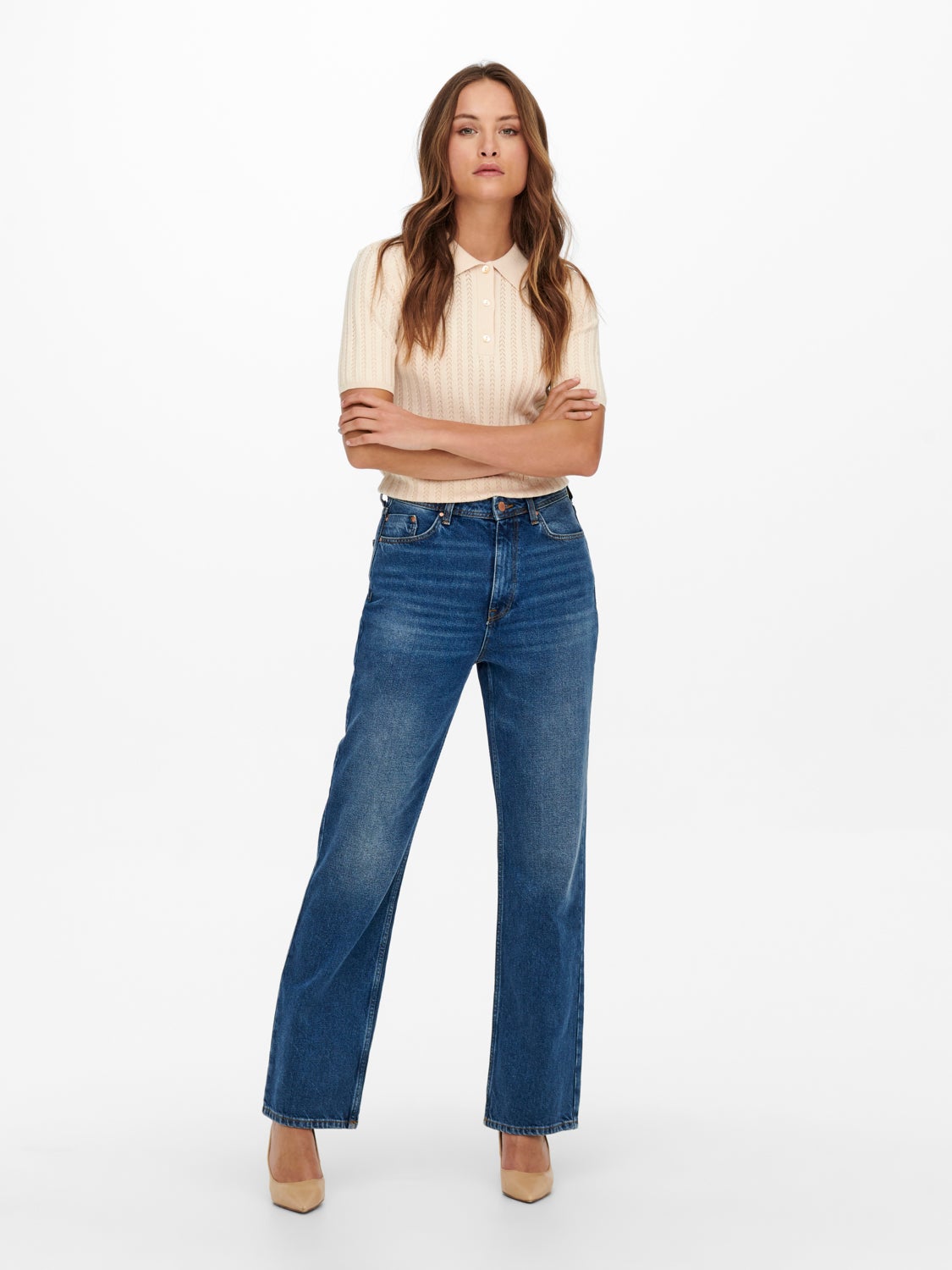 JDYDICHTE HW WIDE DB Loose fit jeans