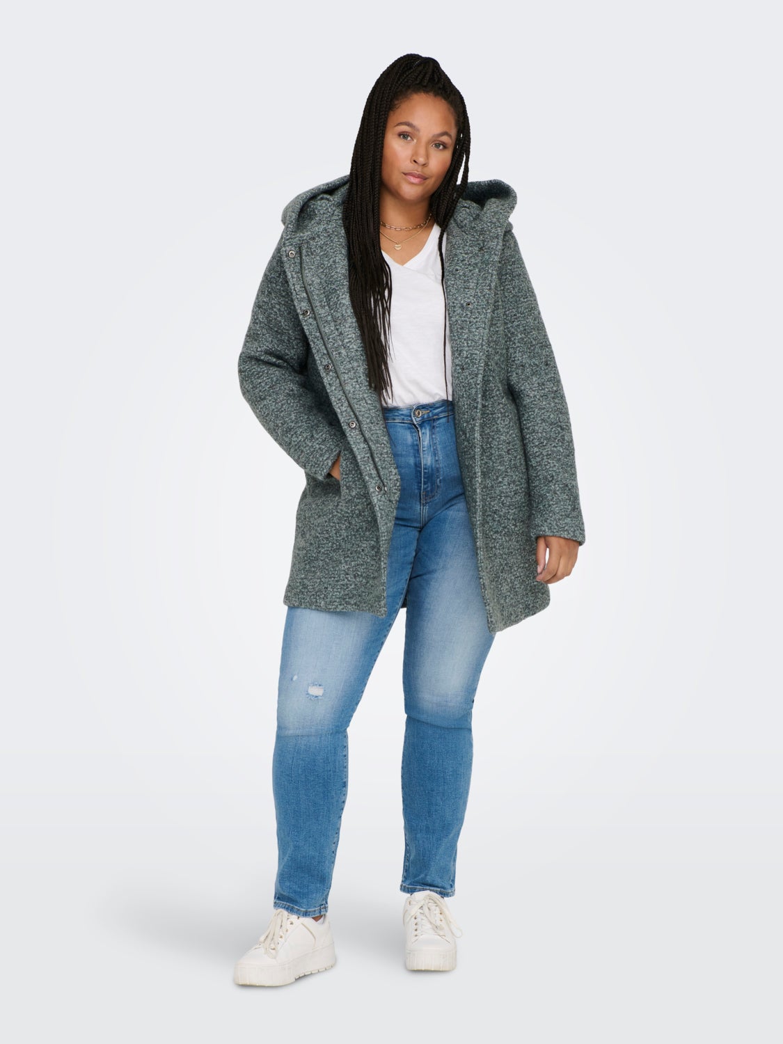 Curvy boucle wool Coat