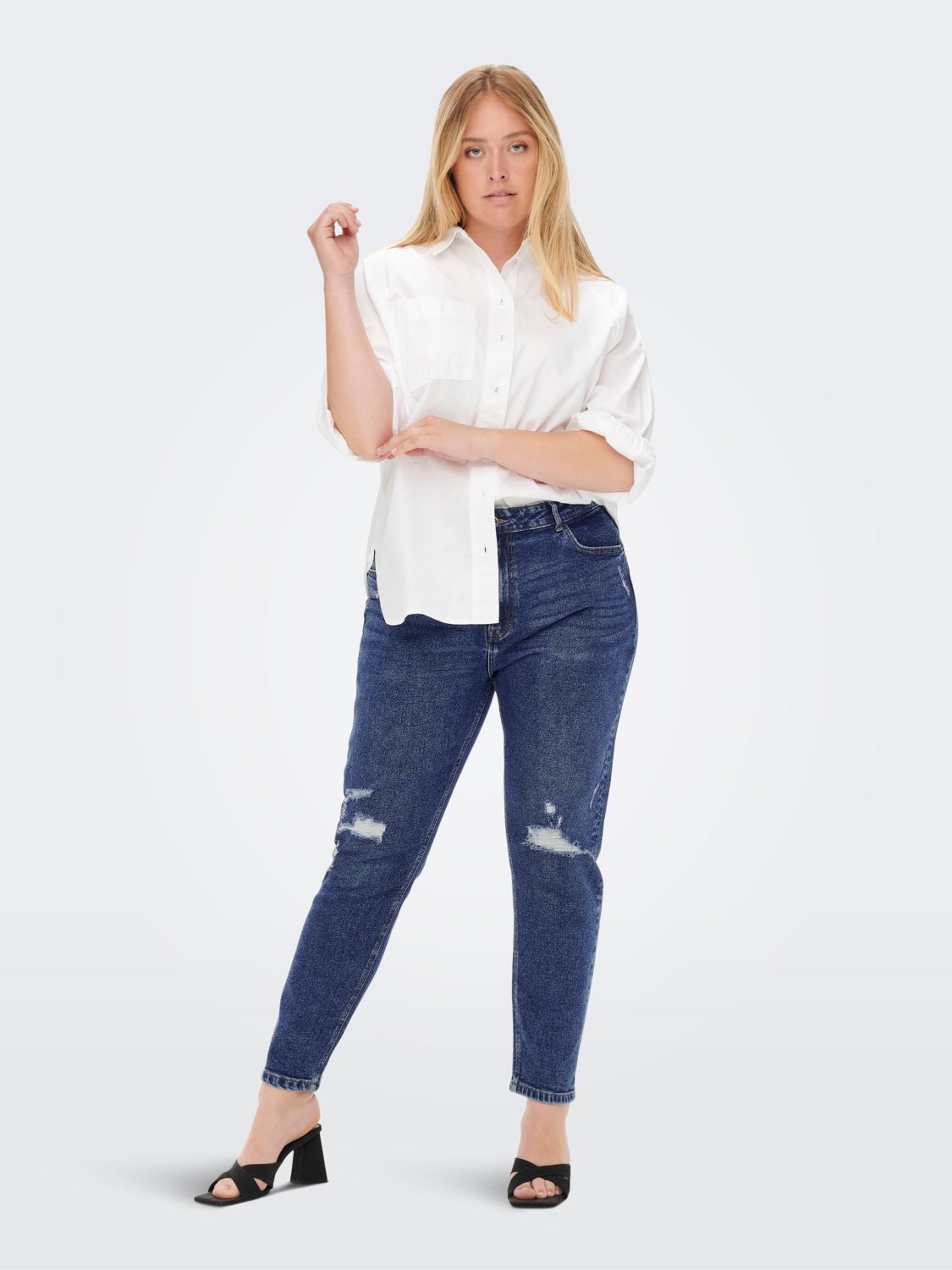 Curvy CARENEDA HW ANK DEST mom jeans