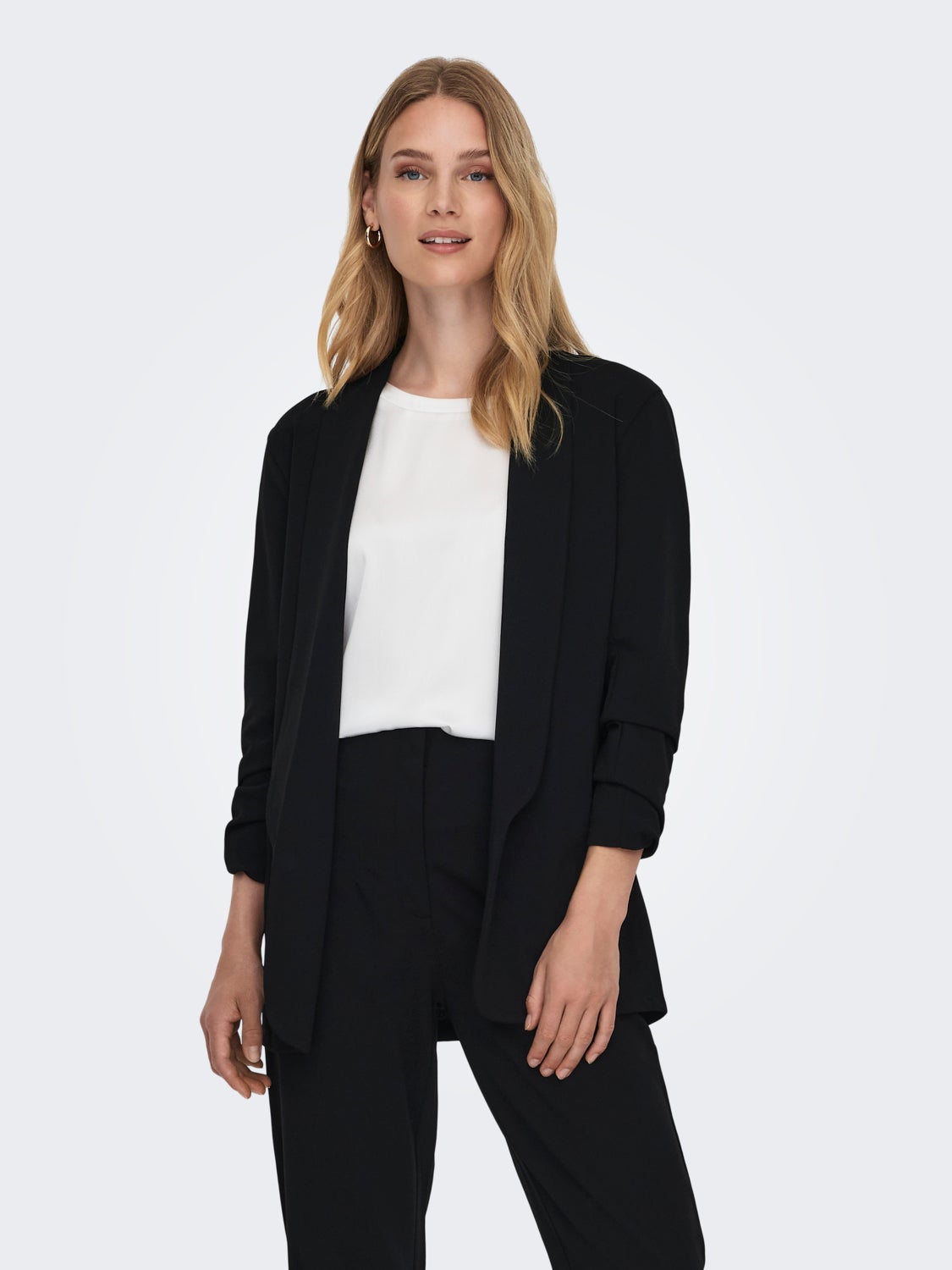 Solid color open blazer