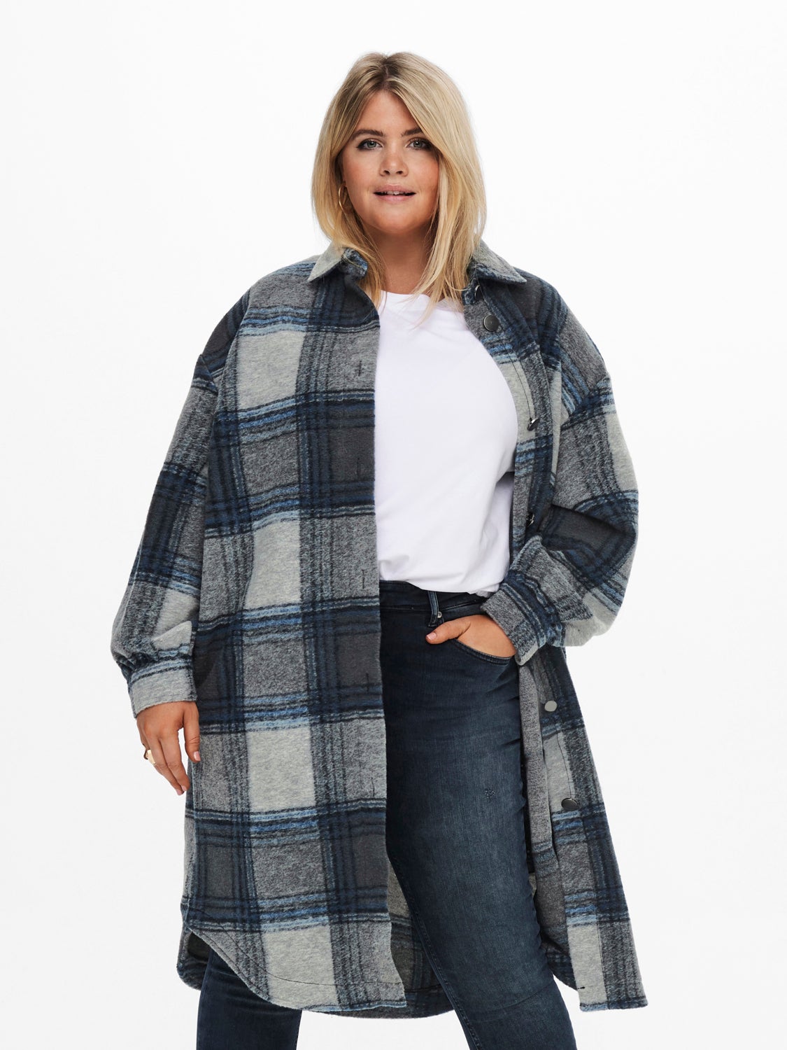 Curvy checked Shacket