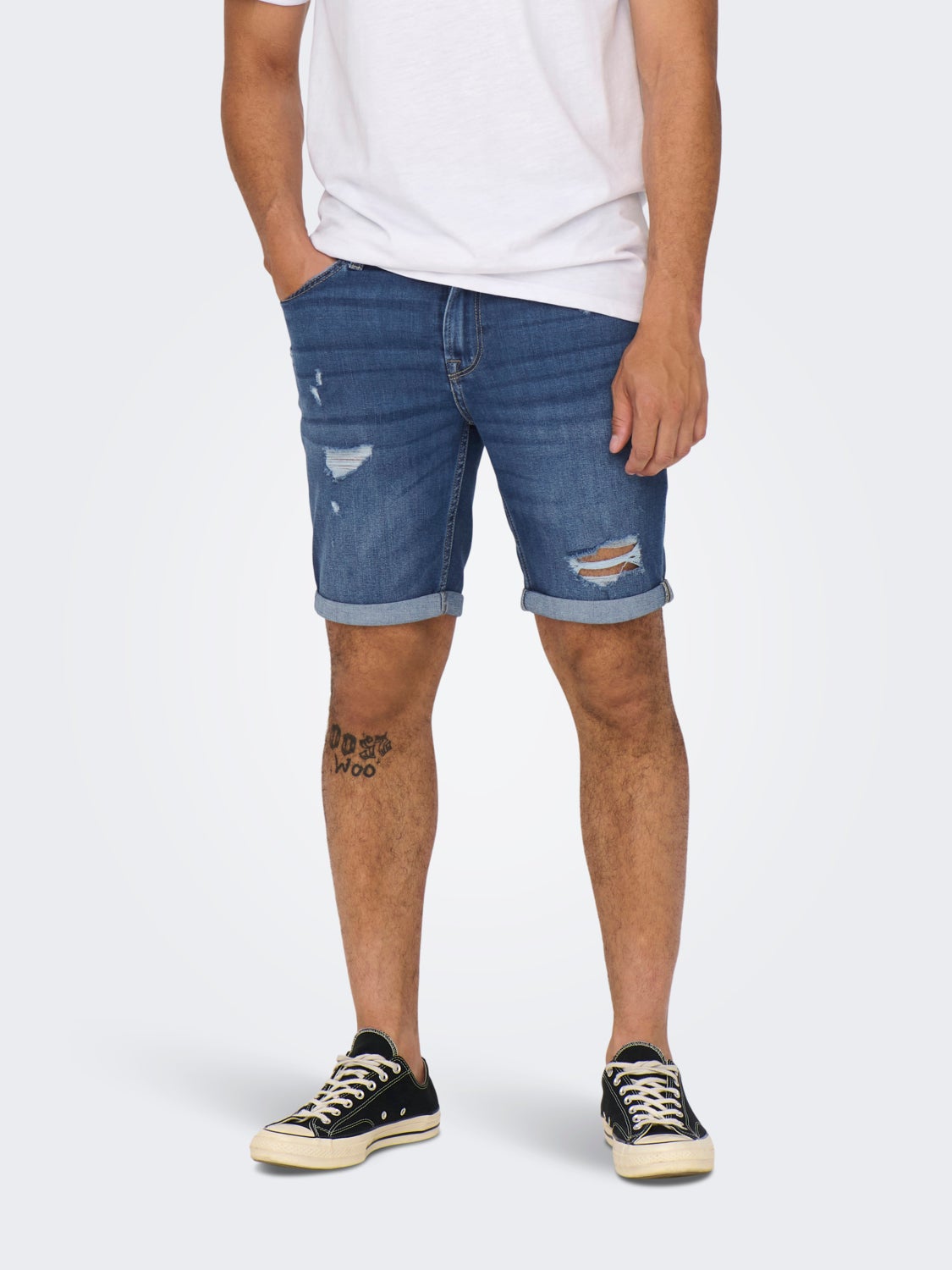 Regular fit ripped shorts