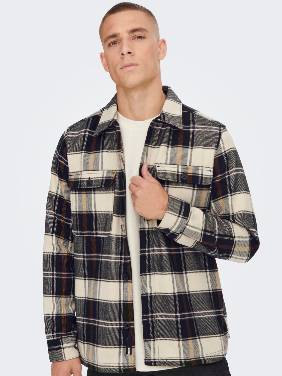 Loose Fit Checked twill overshirt