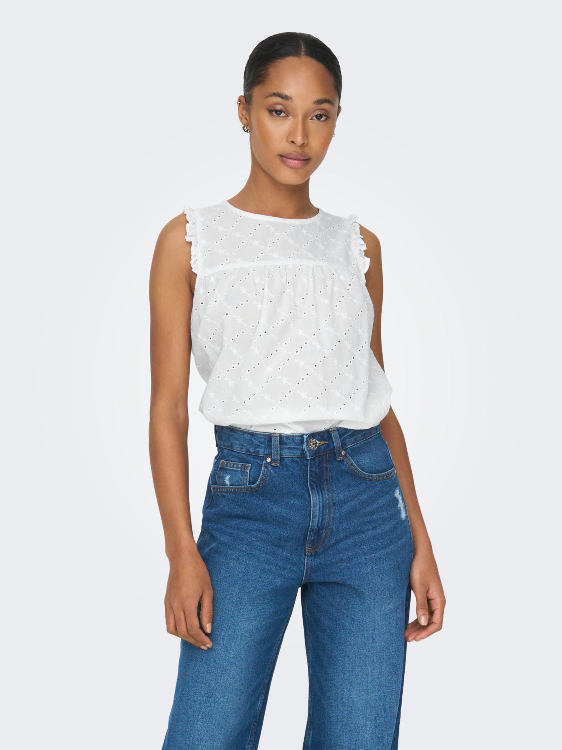 Sleeveless top with lace detail