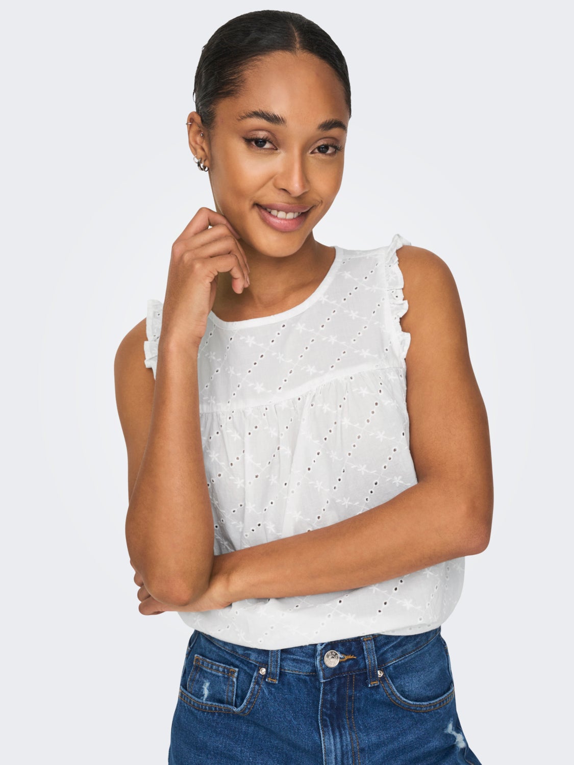 Sleeveless top with lace detail