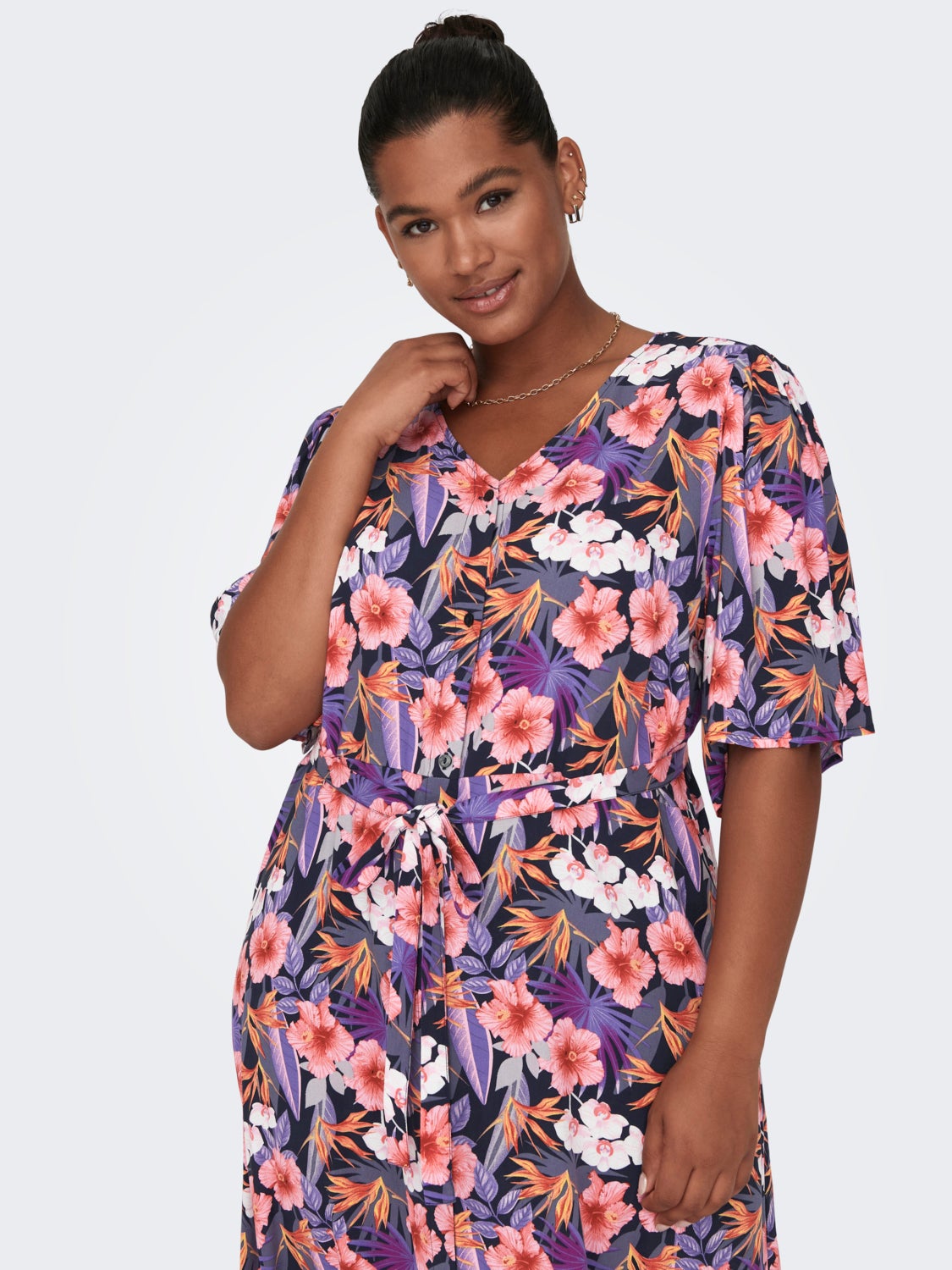 Curvy viscose printed dress