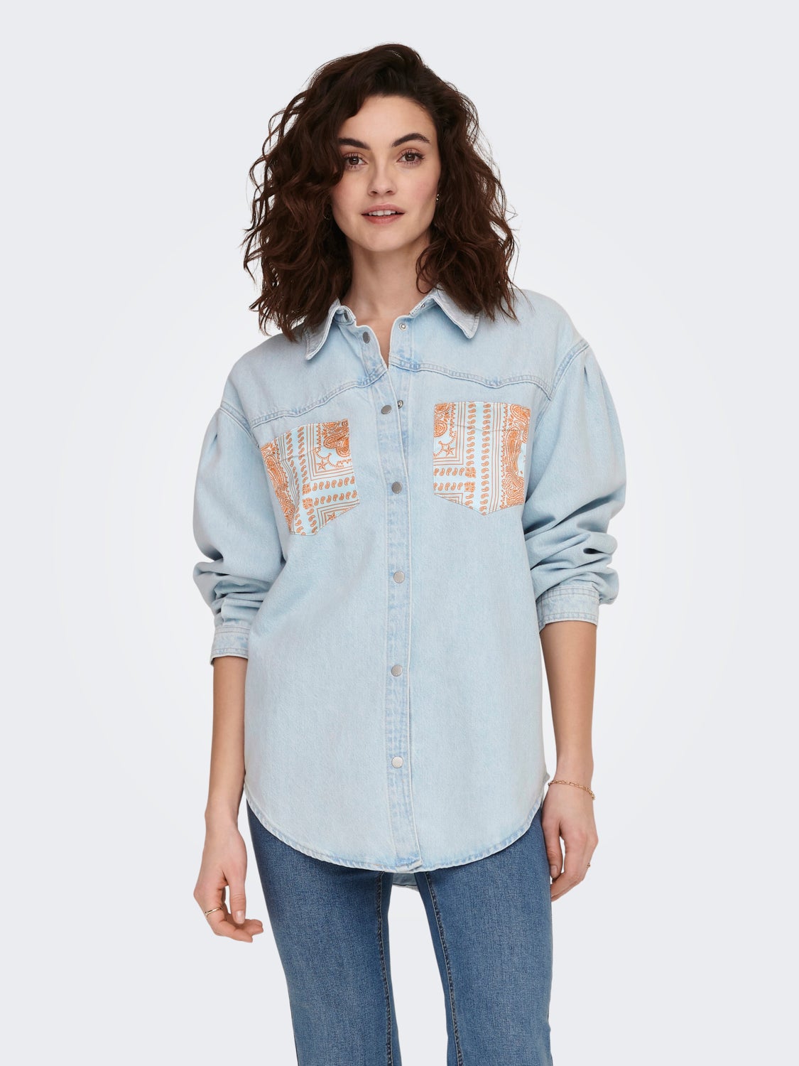 Mix material denim jacket