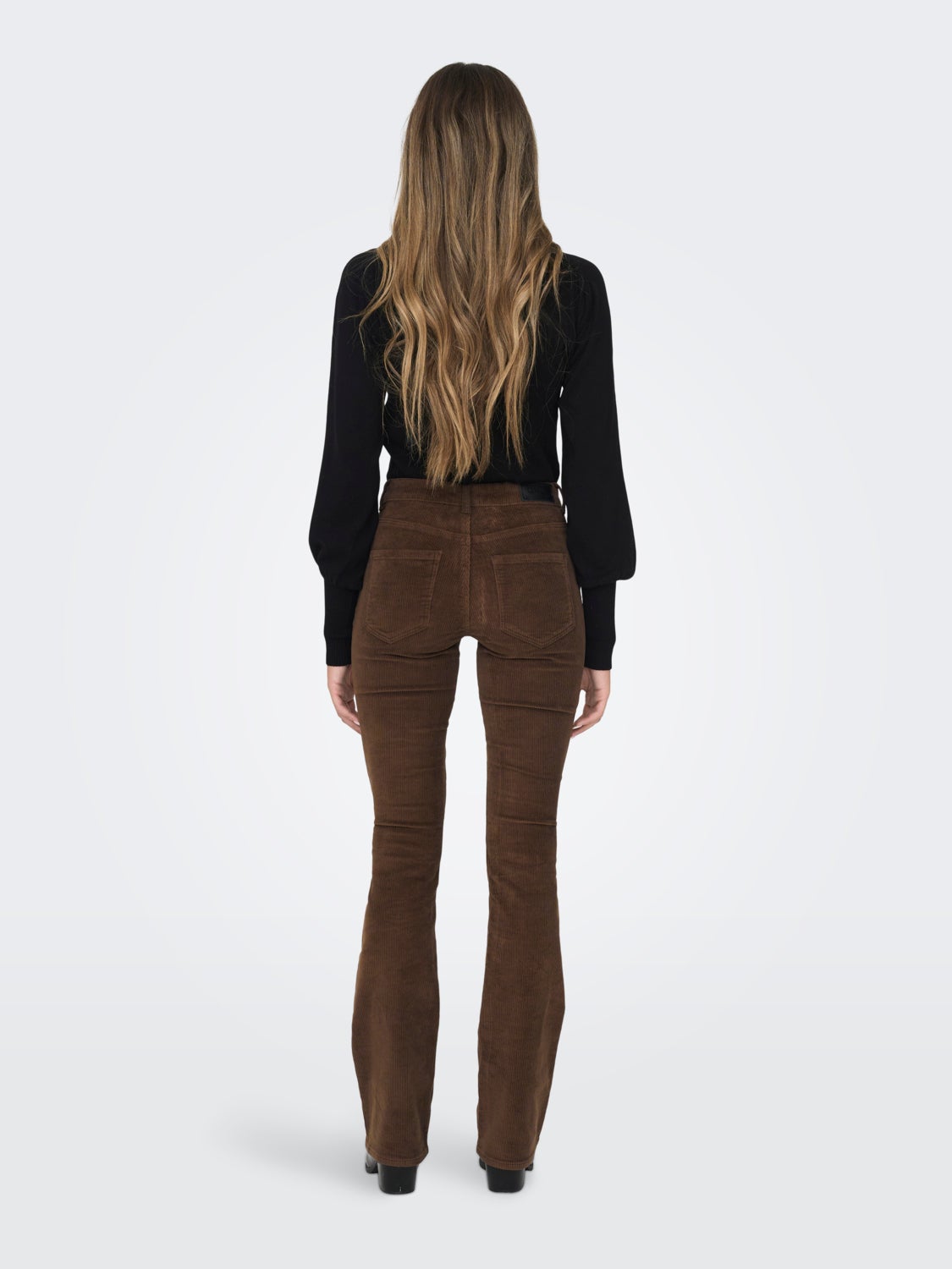 Sweet flared mid waist corduroy trousers