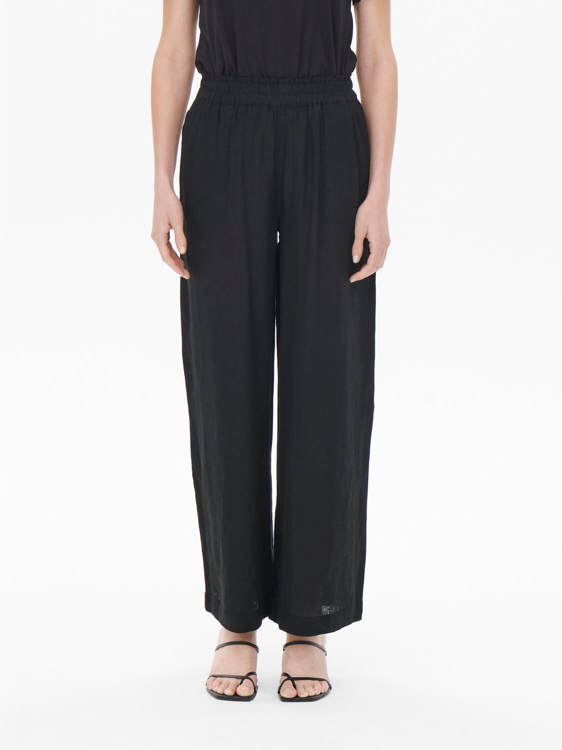 High waisted linen blend Trousers