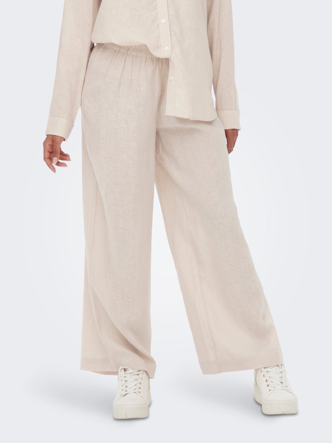 High waisted linen blend Trousers