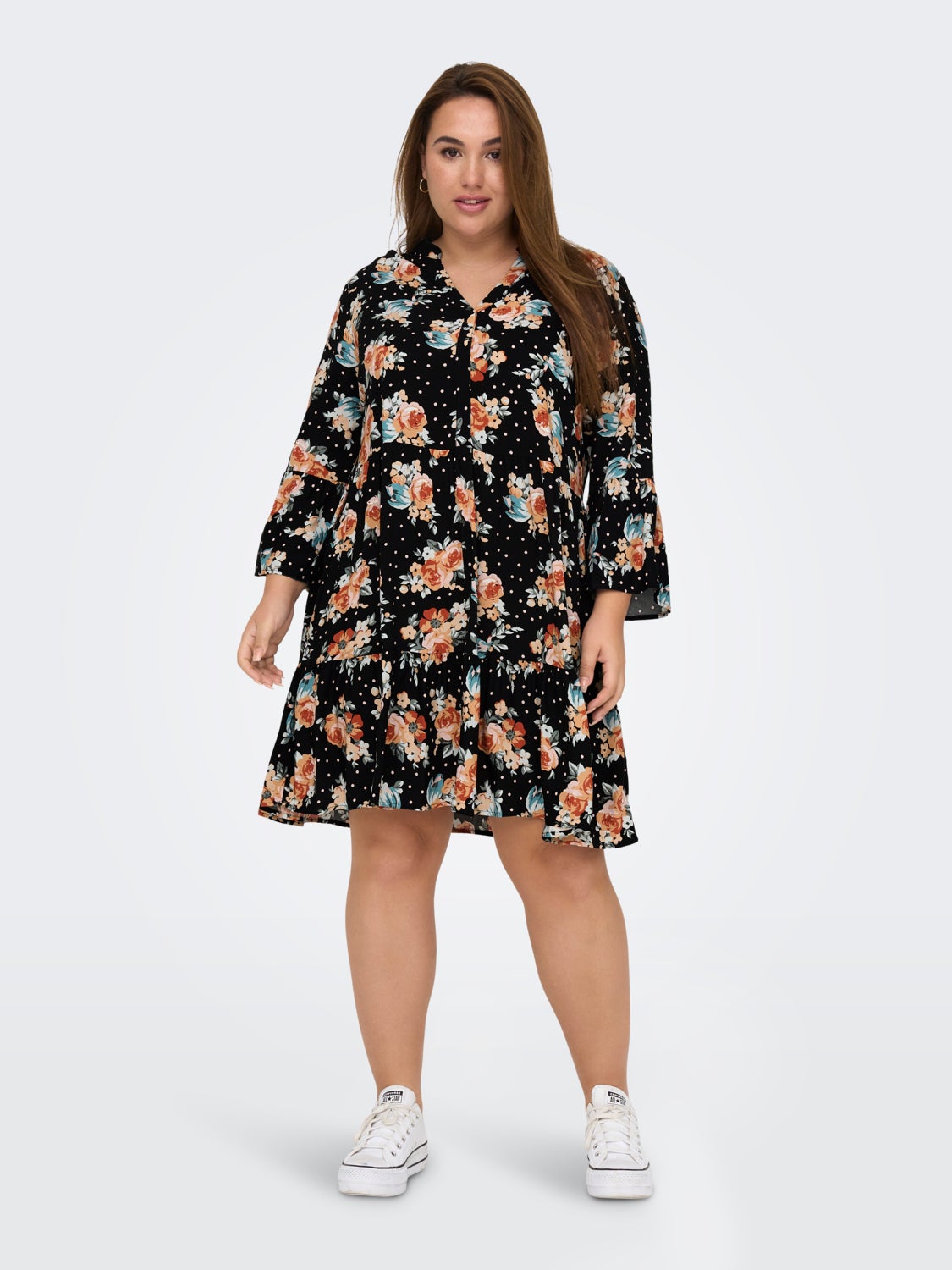Curvy 3/4 Sleeve Tunic viscose Dress