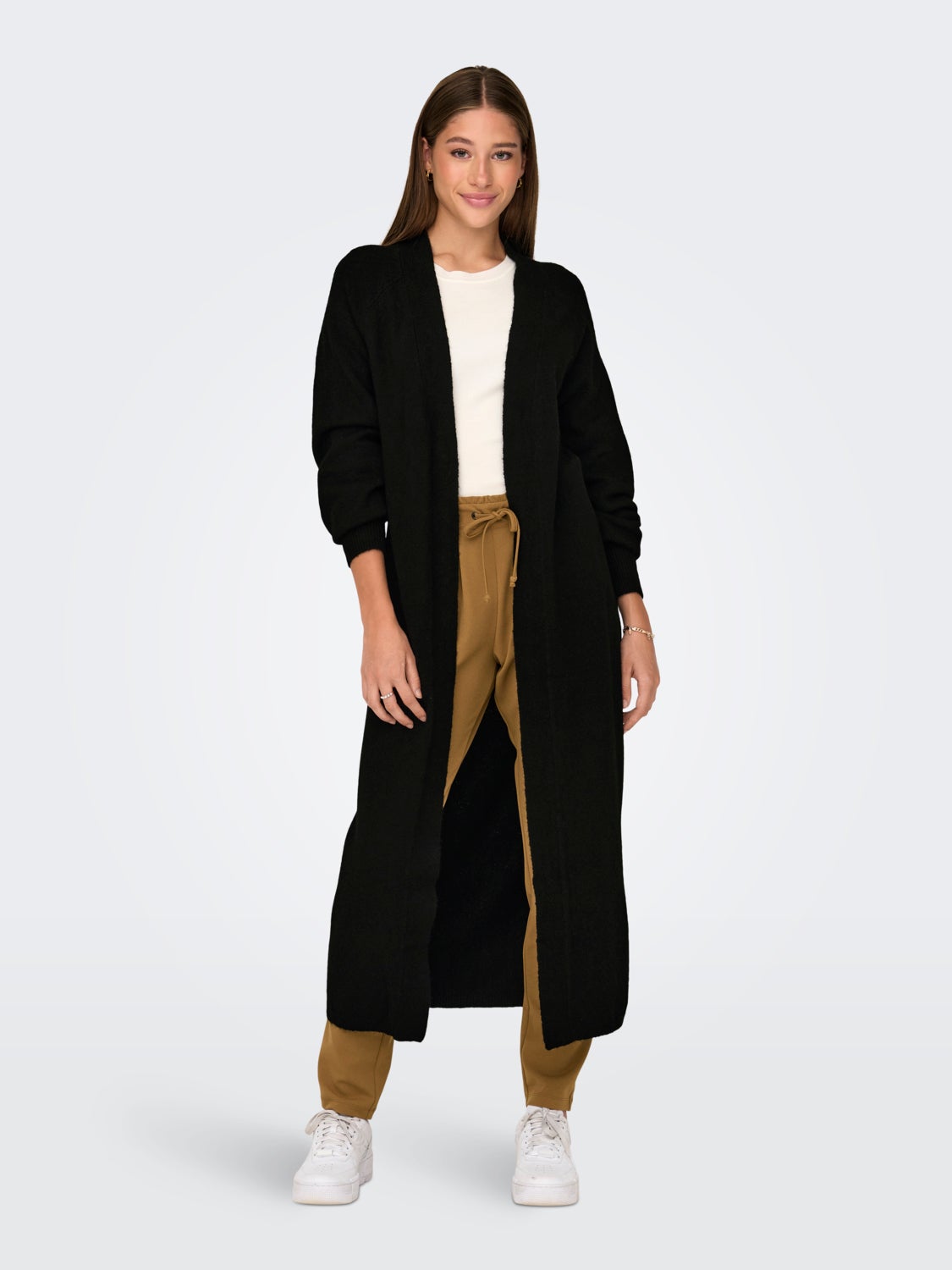 Long cardigan with balloon sleeves