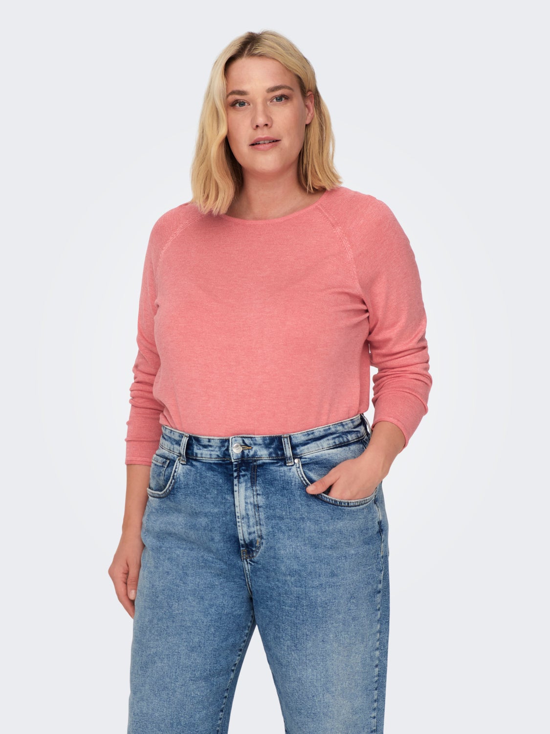 Curvy solid colored Knitted Pullover