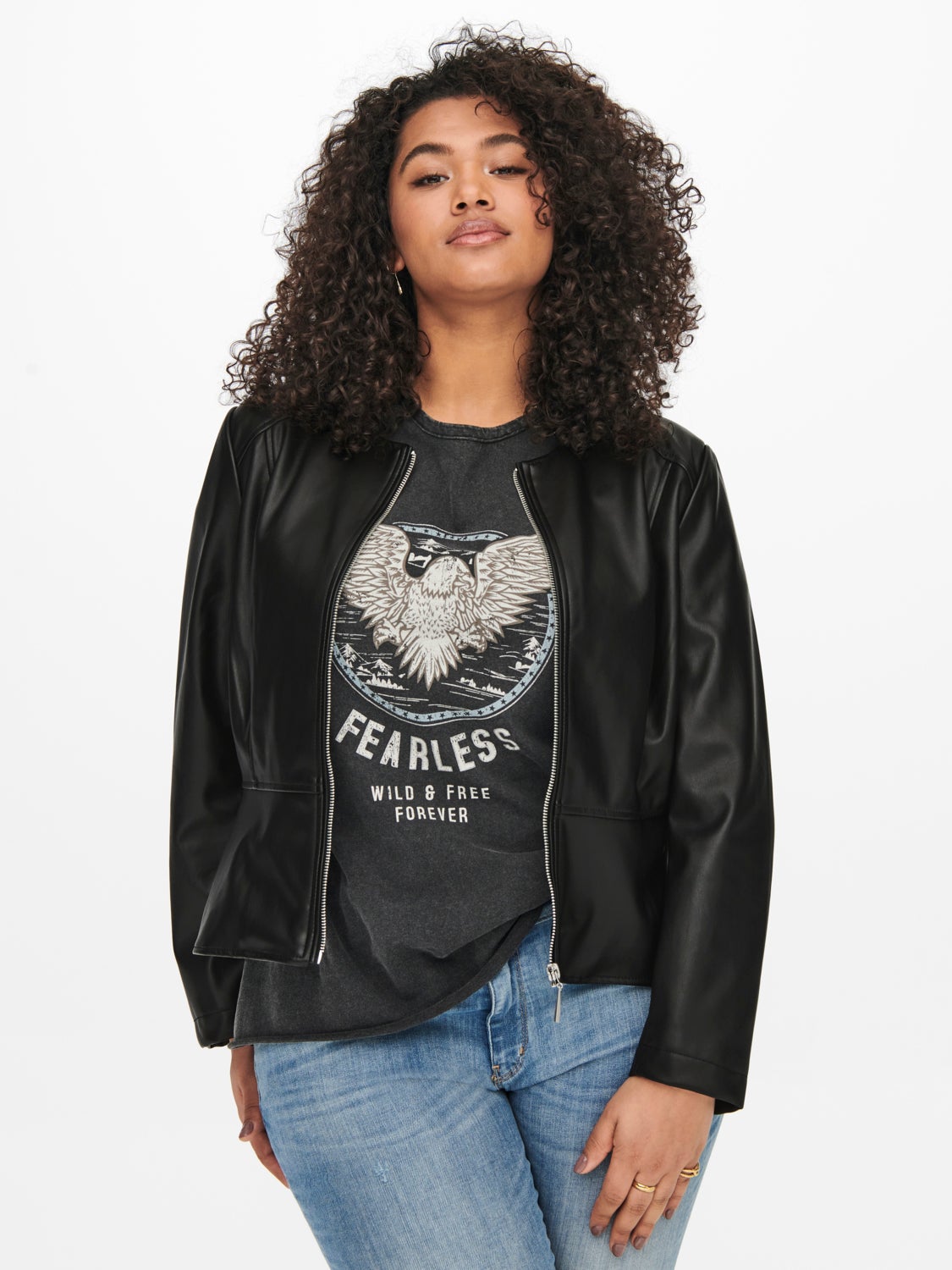 Curvy faux Leather Jacket