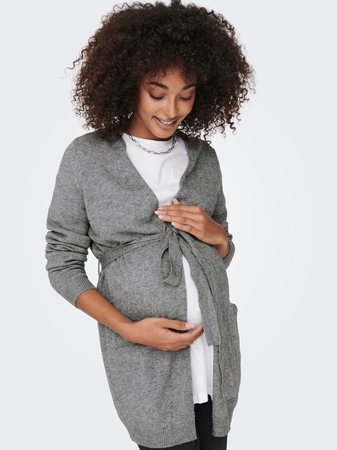 Mama Long Belt Knitted Cardigan