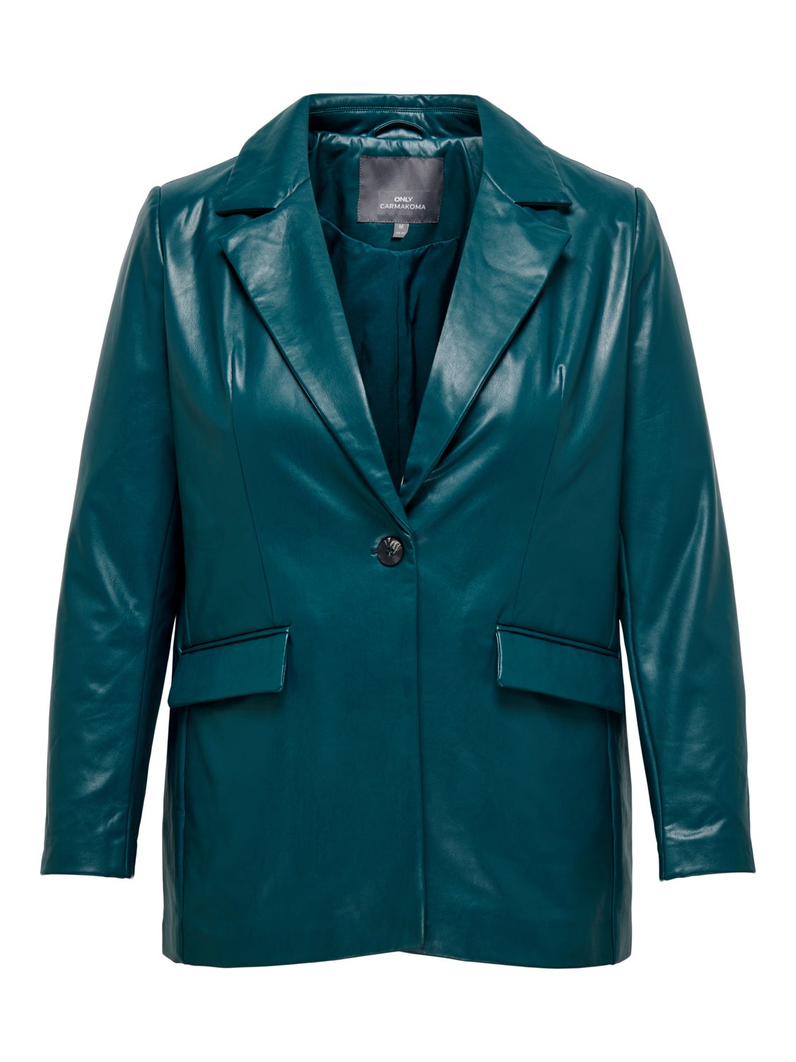 Curvy faux leather blazer