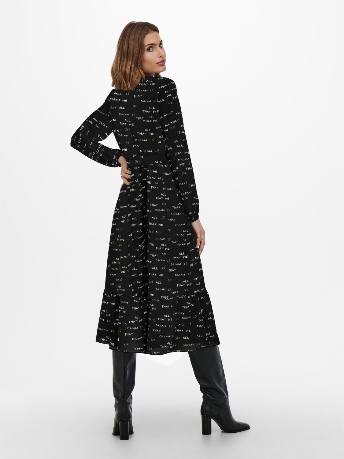 Patterned tie belt detailed Dress