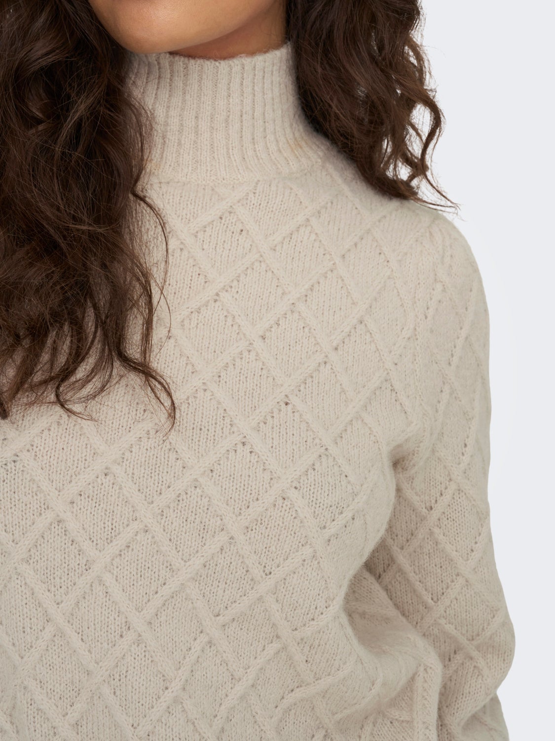 Knit pullover with high neck