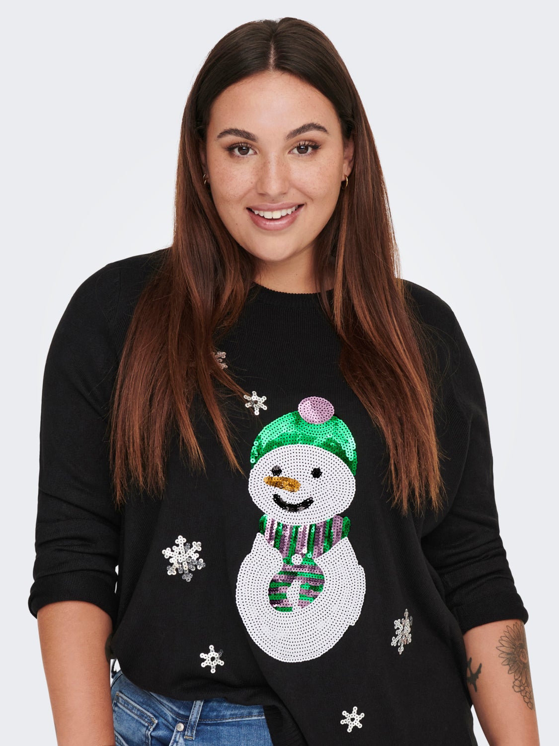 Curvy glitter christmas knitted pullover