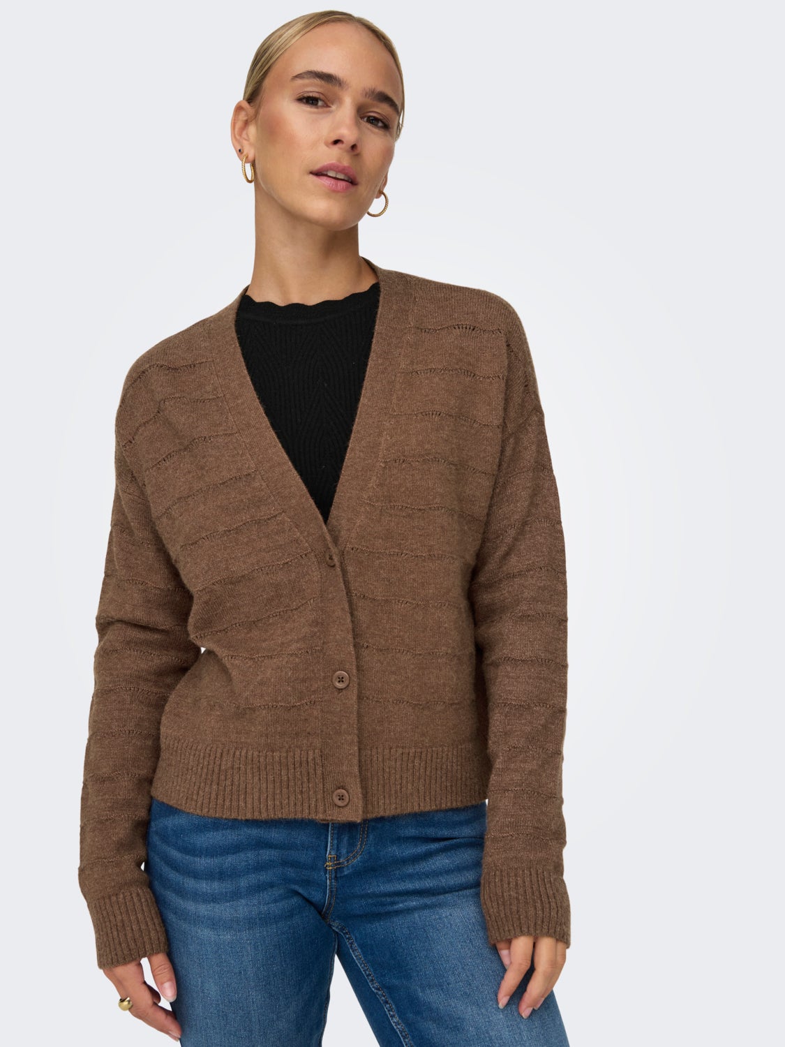 V-neck knit cardigan