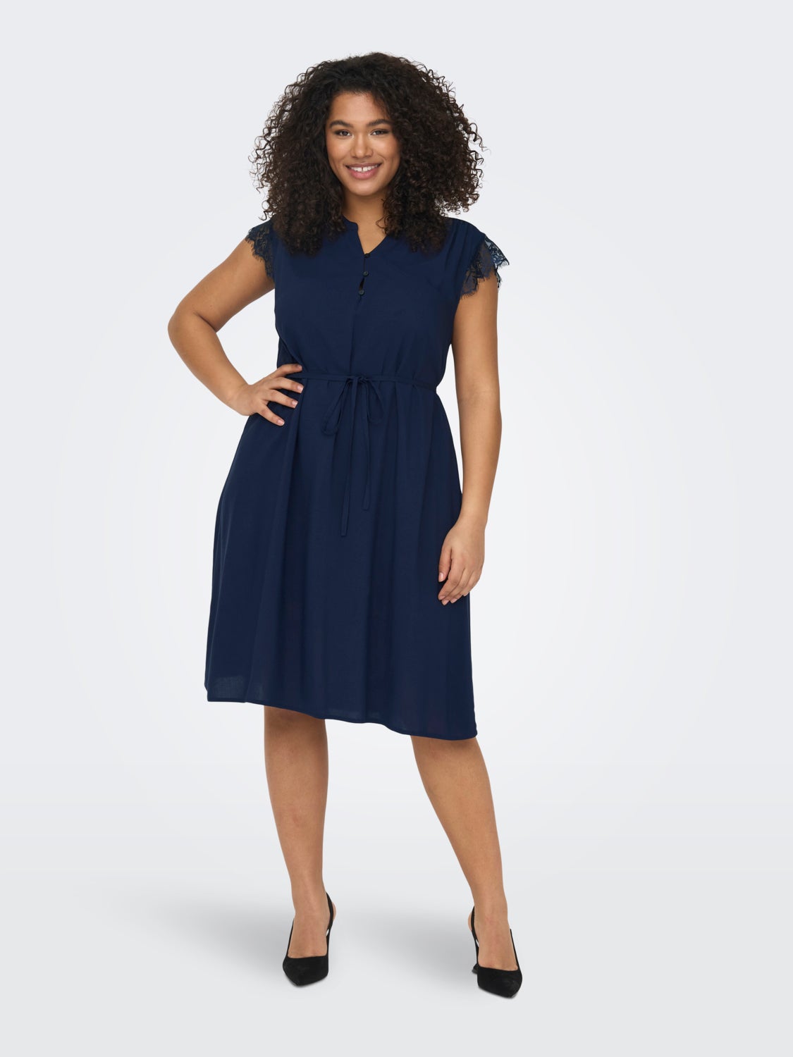Midi Curvy v-neck viscose dress