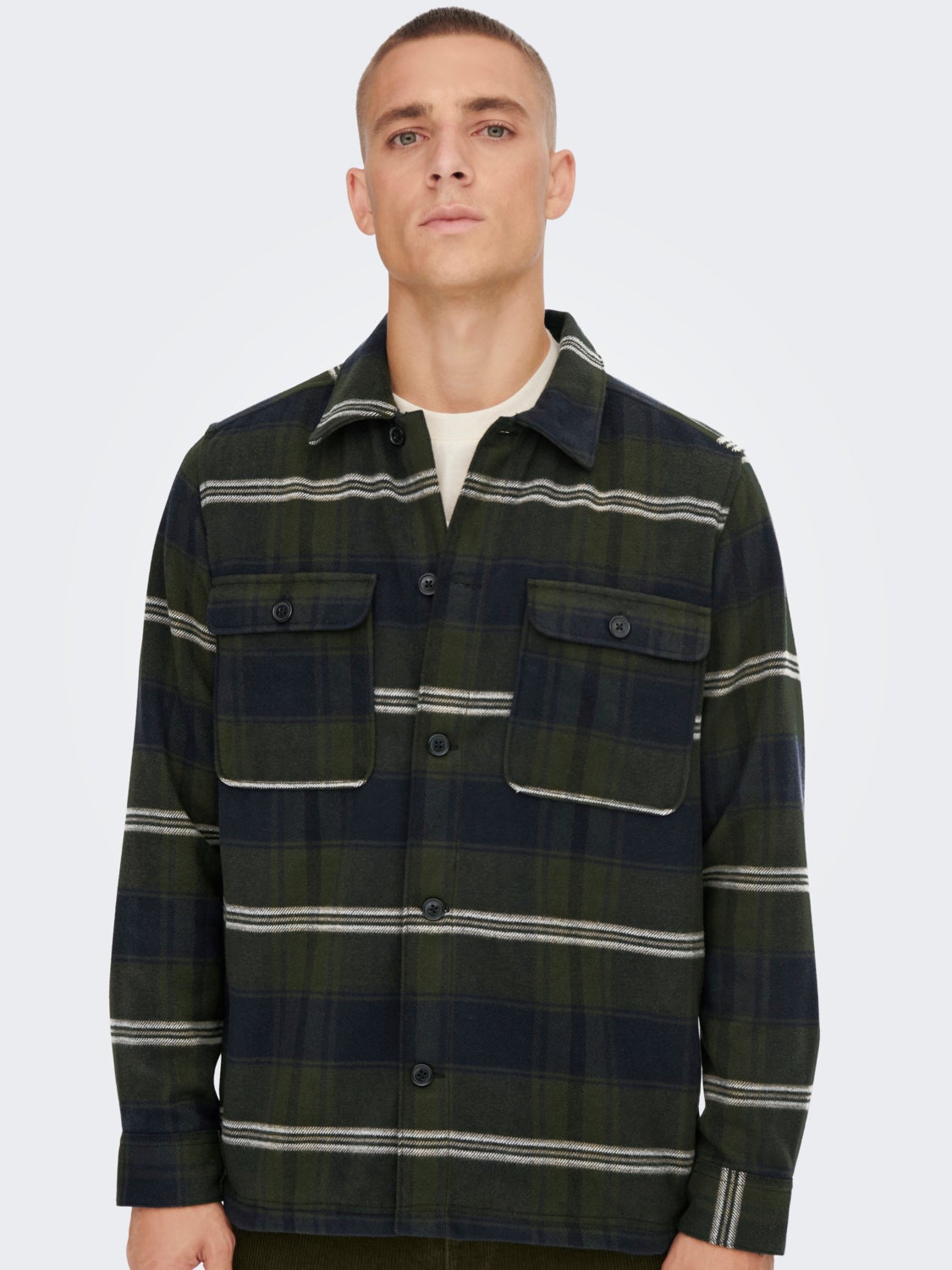 Loose Fit Checked twill overshirt