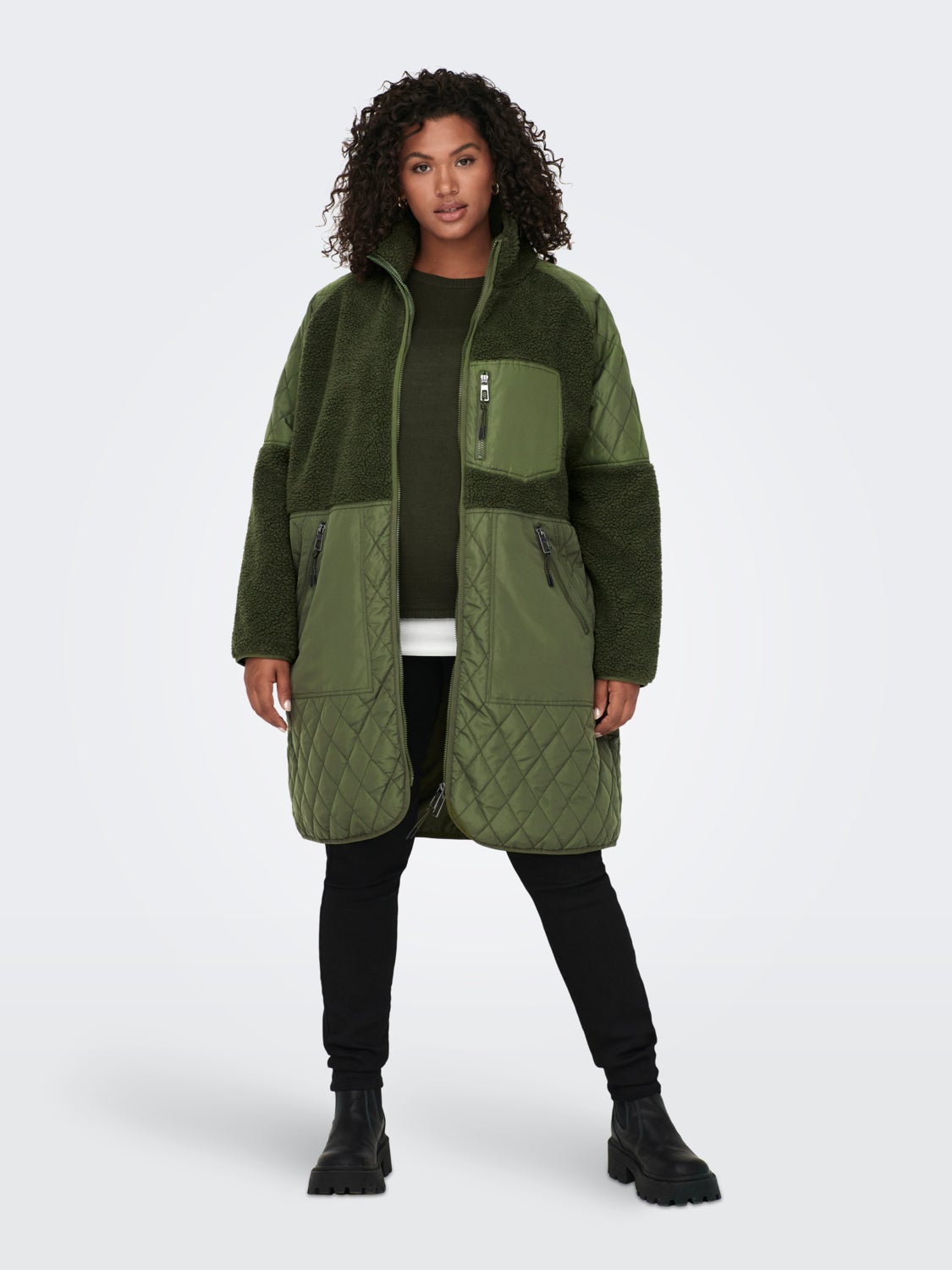 Curvy sherpa mix jacket