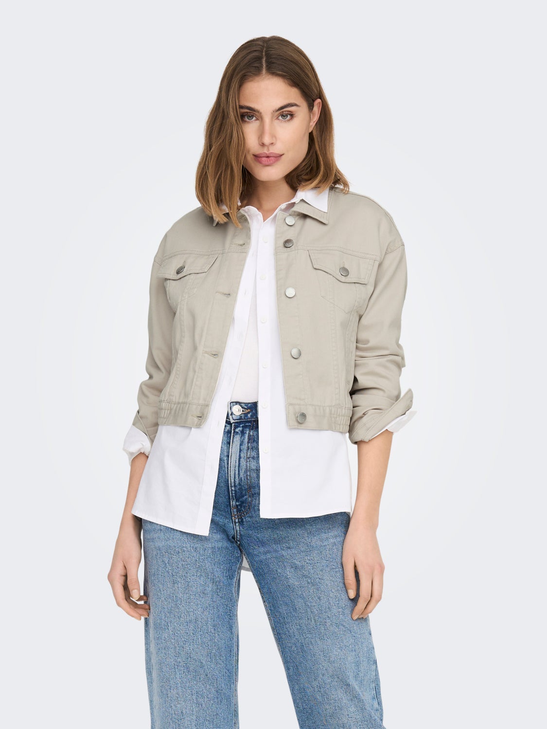 Cropped button jacket