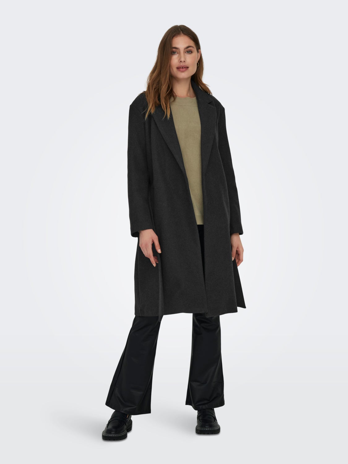 Long coat with belt