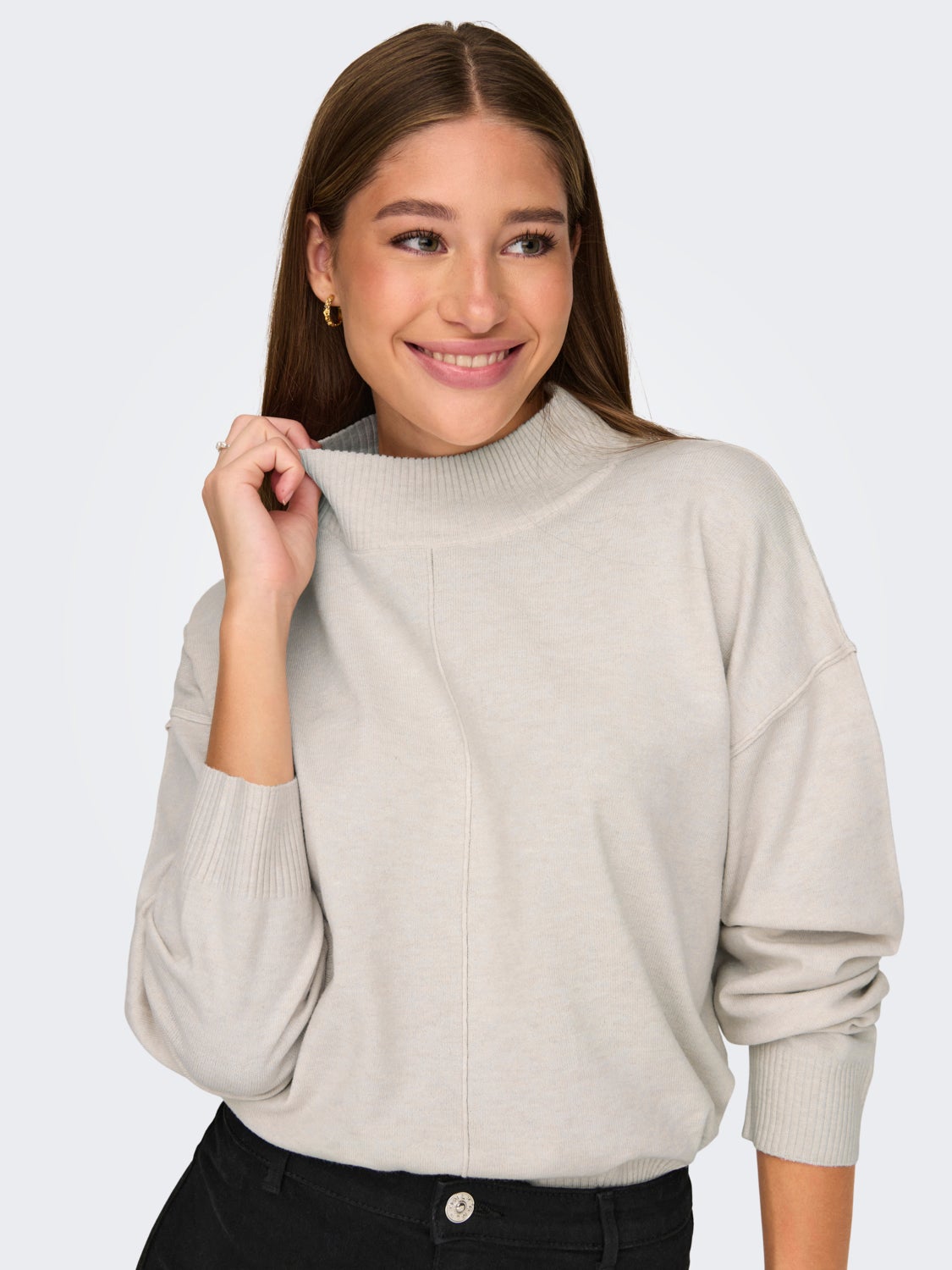 Knitted pullover with high neck