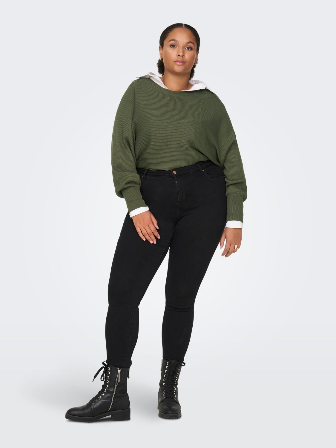 Curvy rib structured Knitted Pullover