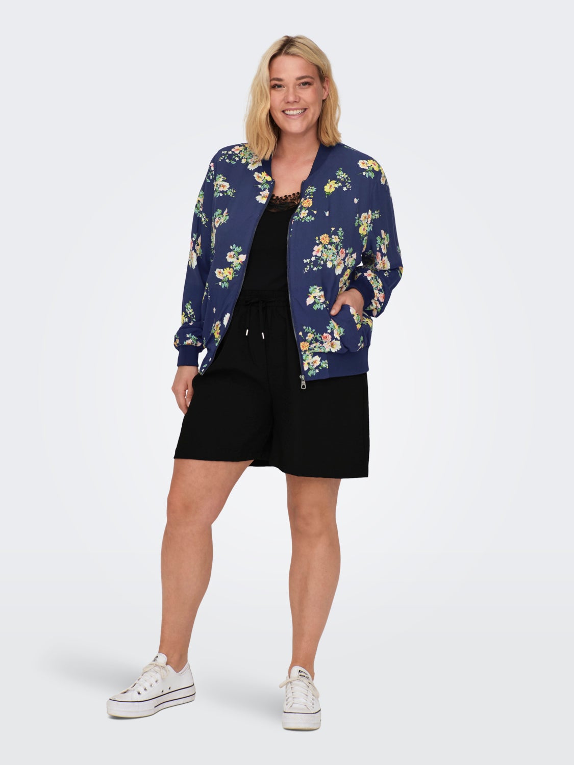 Curvy Printed Bomber Jacket
