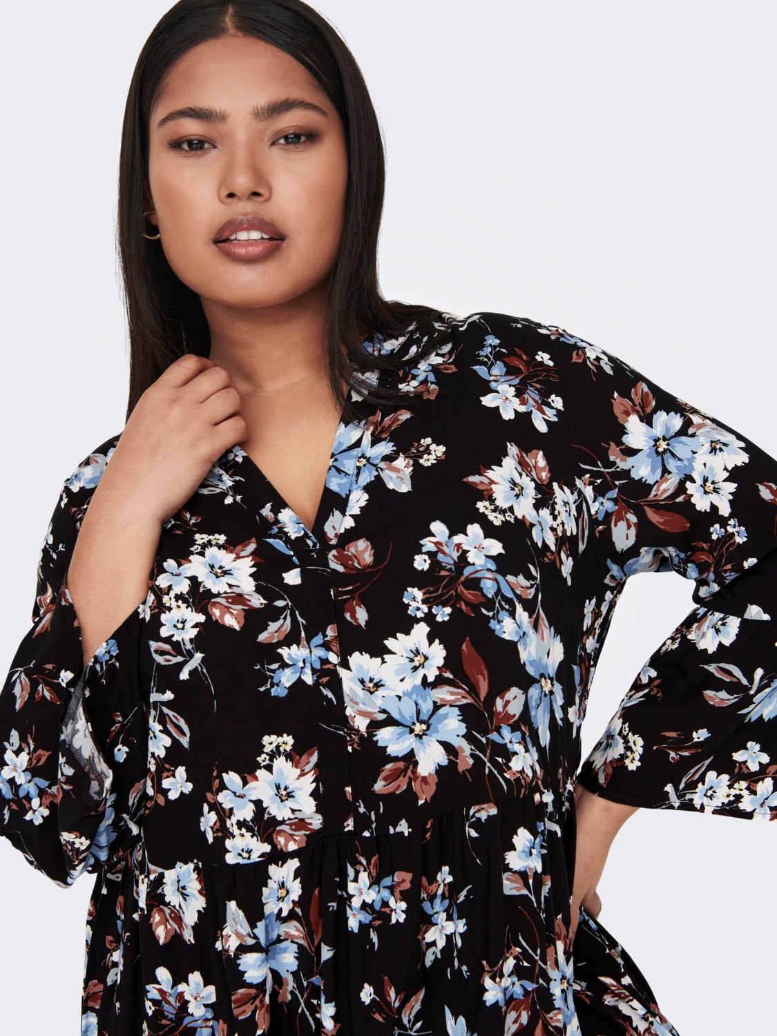 Curvy 3/4 Sleeve Tunic viscose Dress