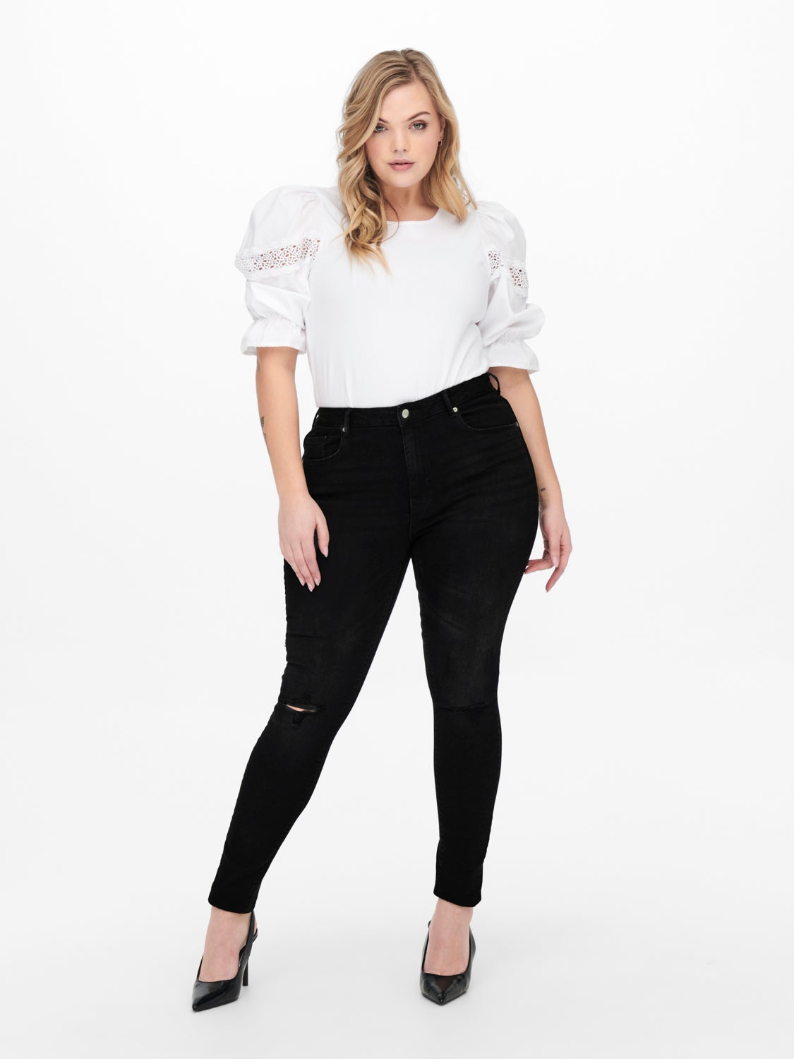 Curvy CARLaola Knee Cut high waisted skinny jeans