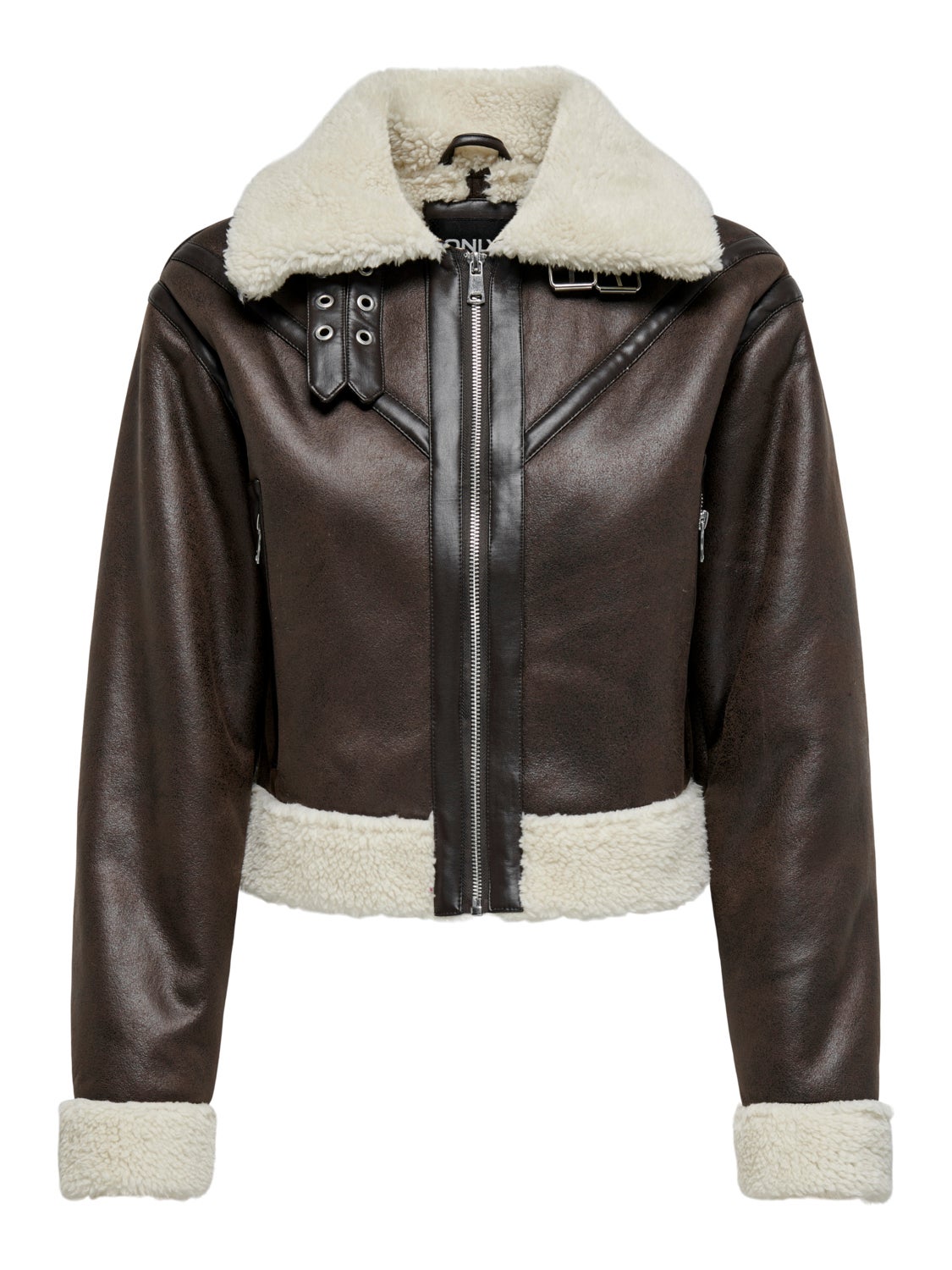 Leather look teddy jacket