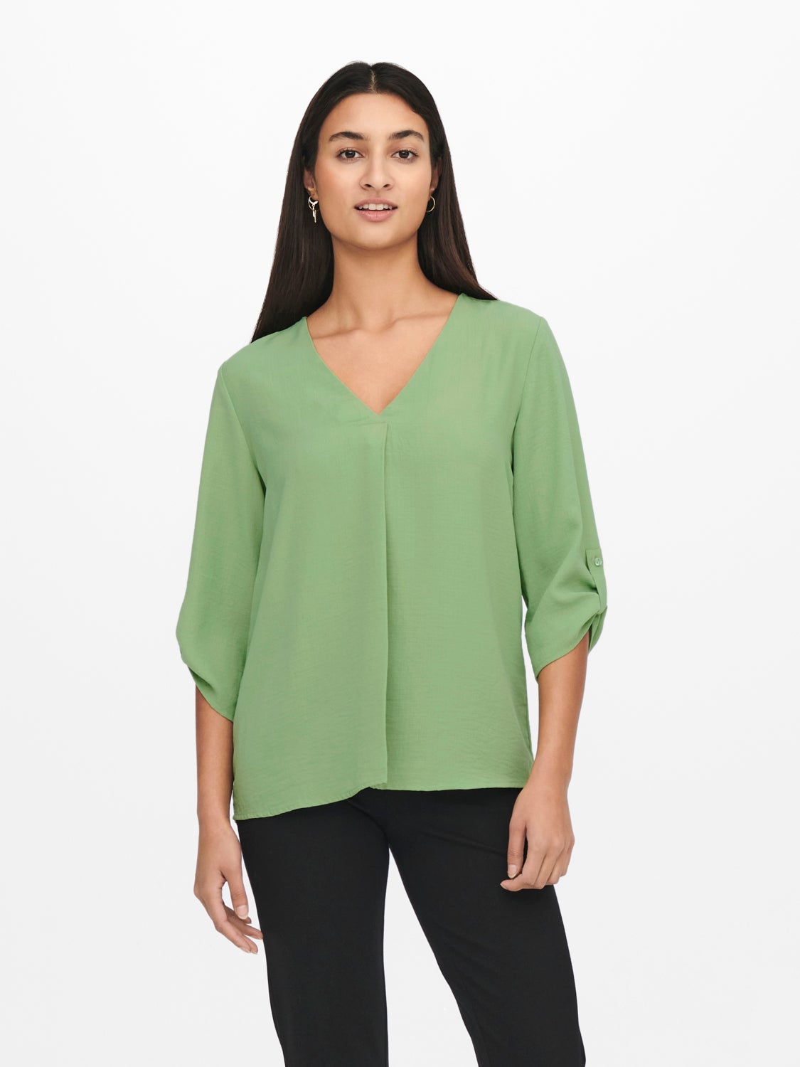 Solid colored 3/4 sleeved top
