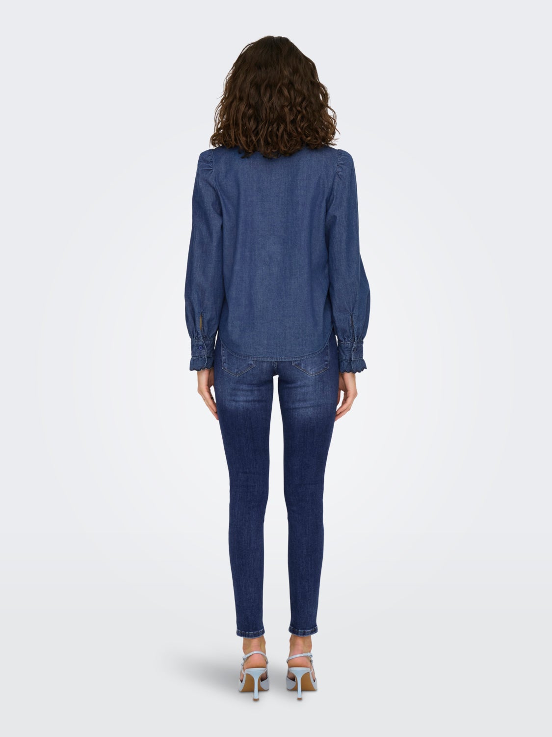 Denim shirt with volume sleeves